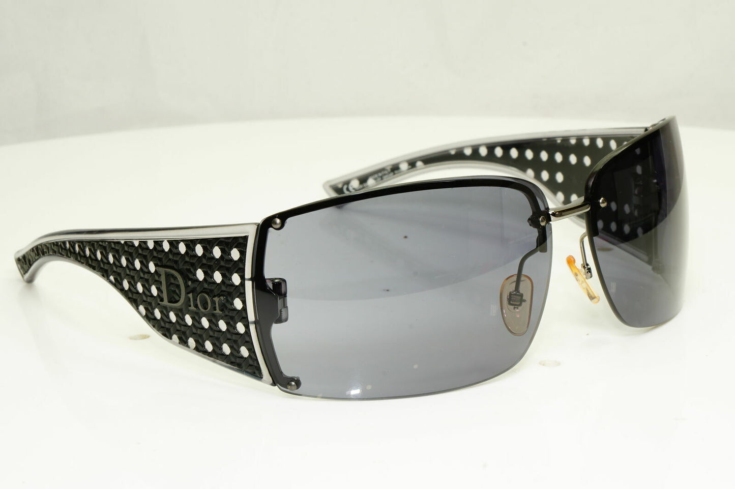 Dior Quadrille Black Large Sunglasses Womens Square Black Mesh Grey F QHOAP