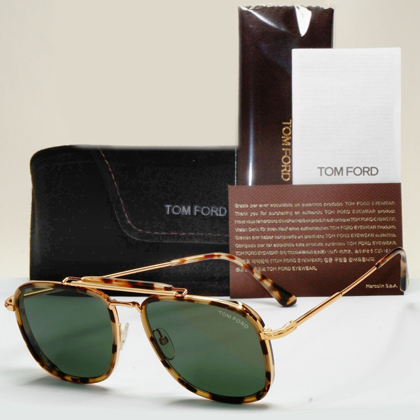 Tom Ford Sunglasses Huck Brown Gold Green Tortoise FT0665 TF 665 56N 56mm