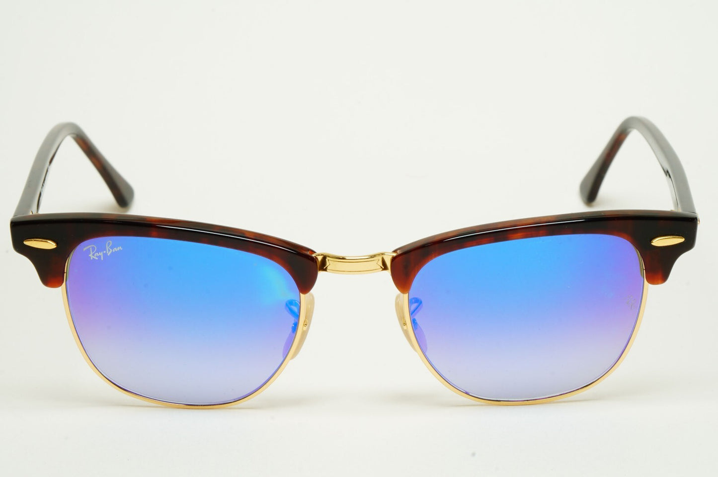 Ray-Ban Sunglasses Clubmaster Blue Mirror Brown Red Havana RB 3016 990/7Q 49mm