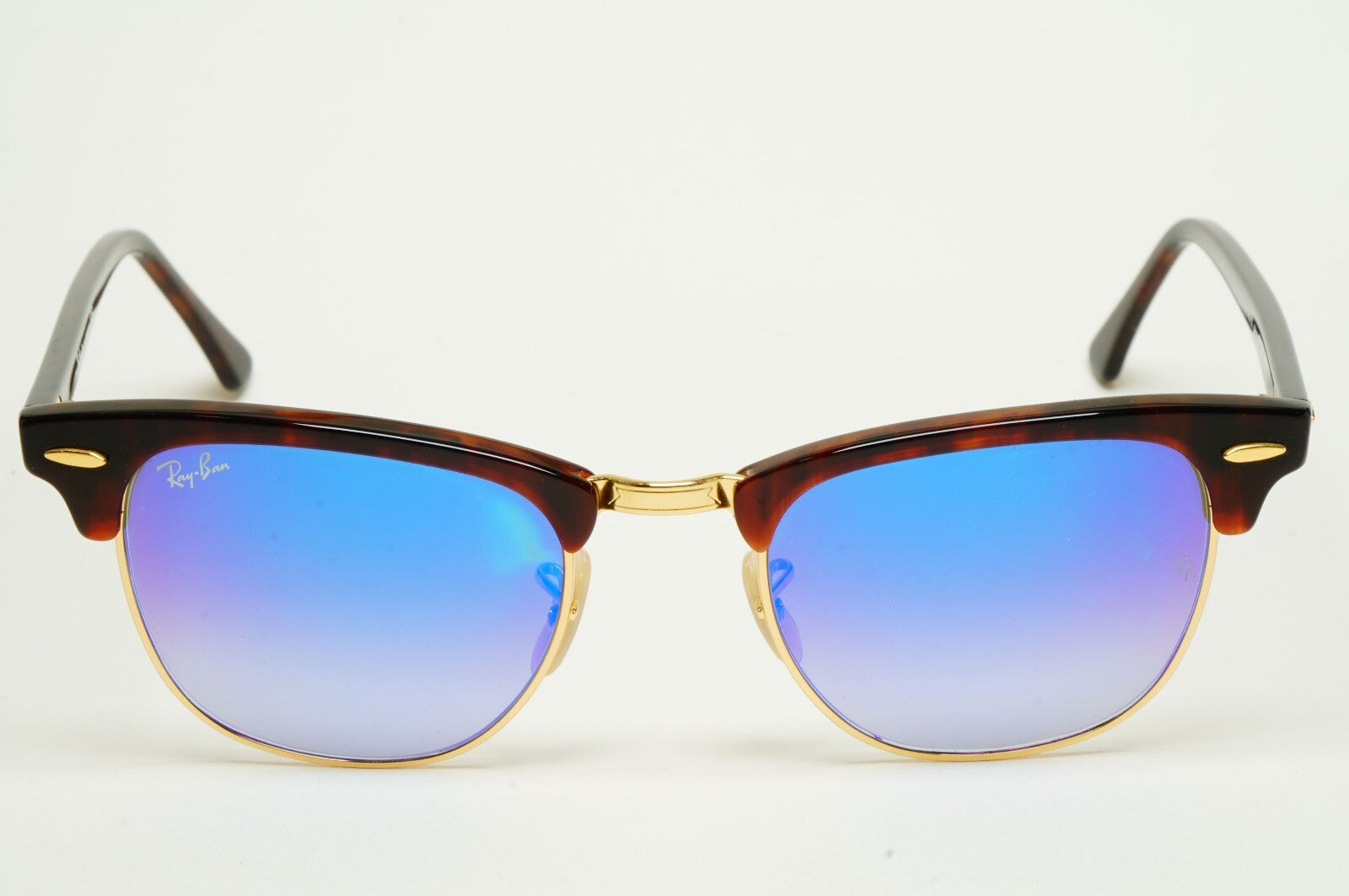 Ray-Ban Sunglasses Clubmaster Blue Mirror Brown Red Havana RB 3016 990/7Q 49mm