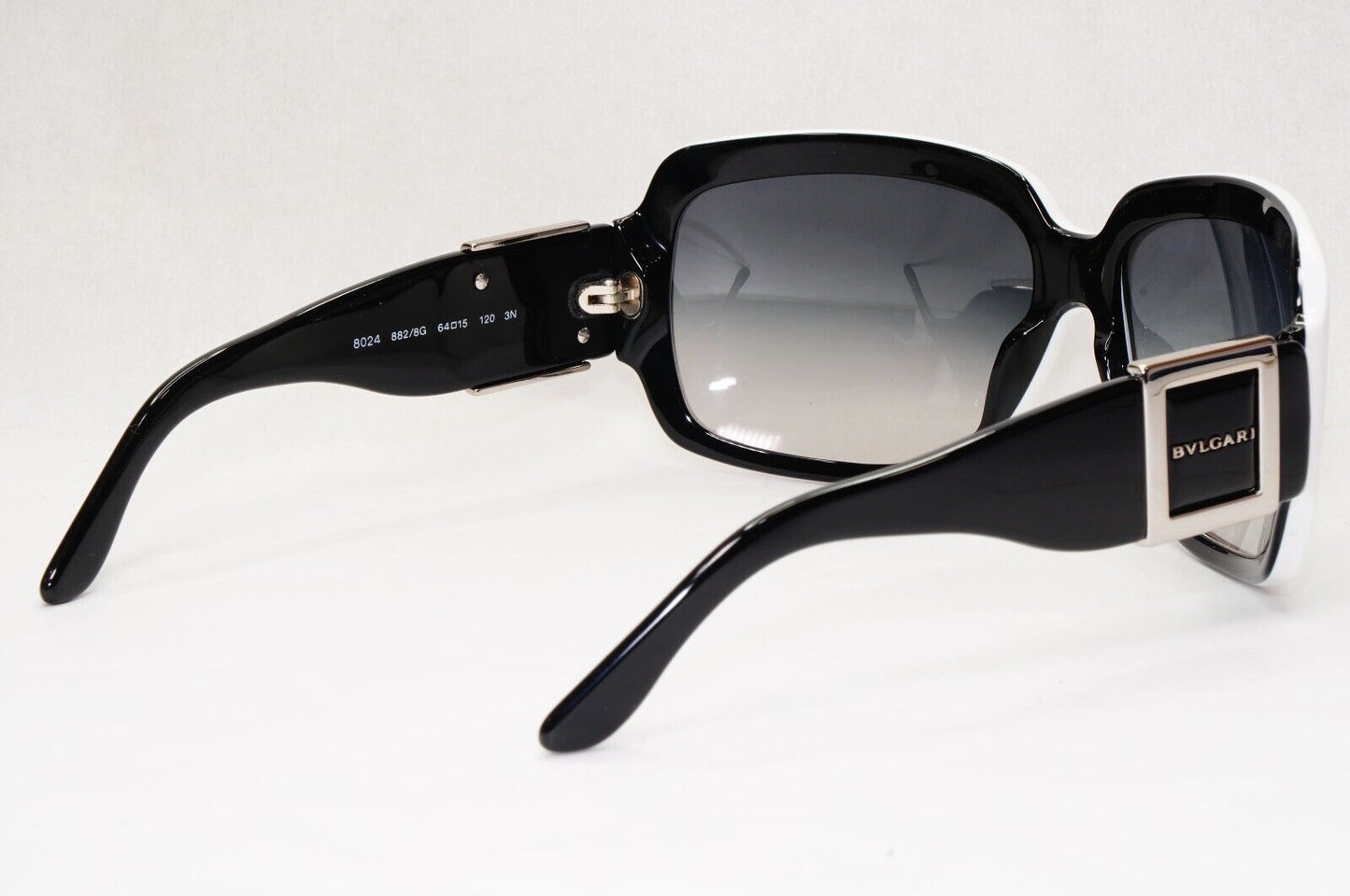 Bvlgari Sunglasses 2008 Vintage White Black Grey Gradient 8024 882/8G 121223