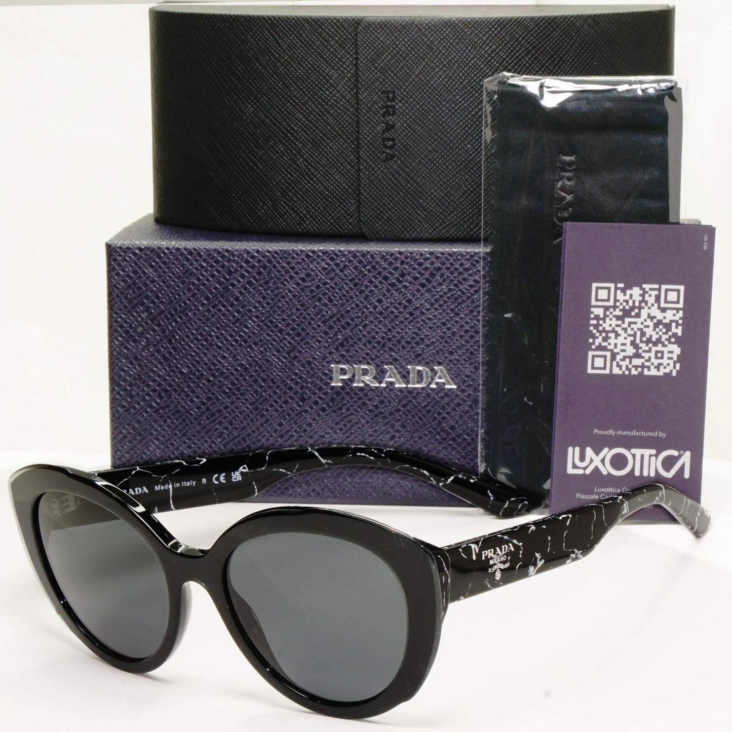Prada Marble Black Sunglasses Womens Designer Fashion PR01YS SPR 01Y 09V-5S0