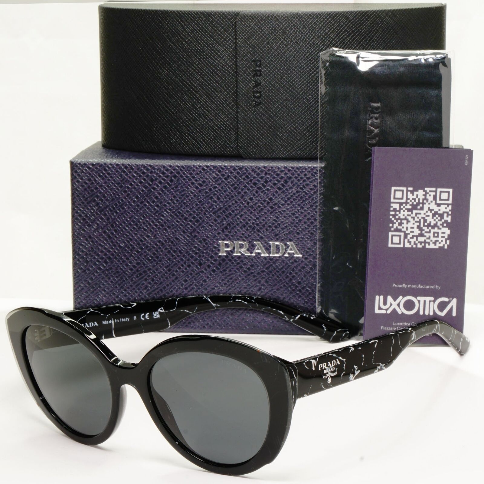 Prada Marble Black Sunglasses Womens Designer Fashion PR01YS SPR 01Y 09V-5S0