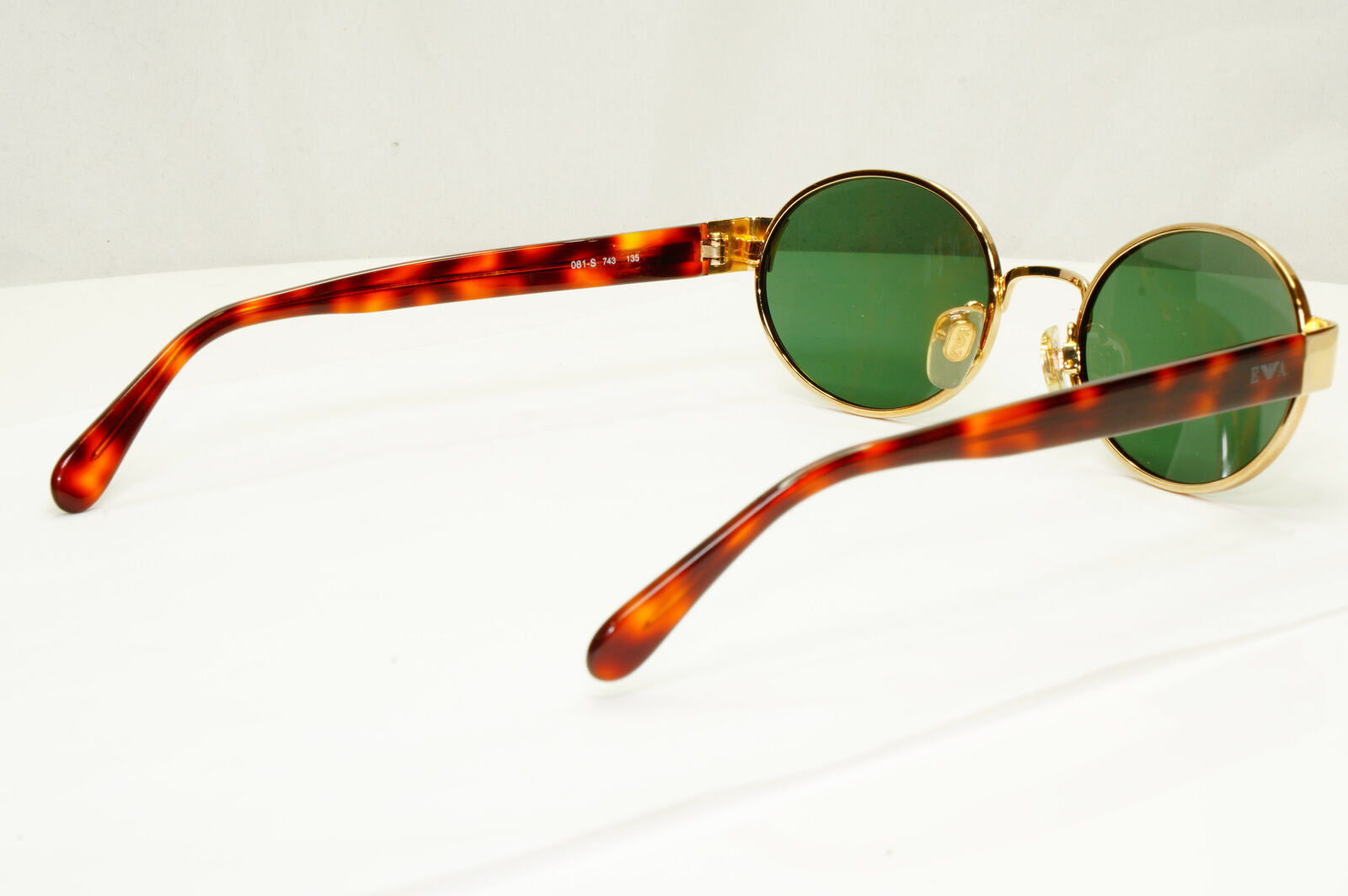 Emporio Armani 1997 Vintage Sunglasses Green Gold Eagle Oval Metal 081-S 743