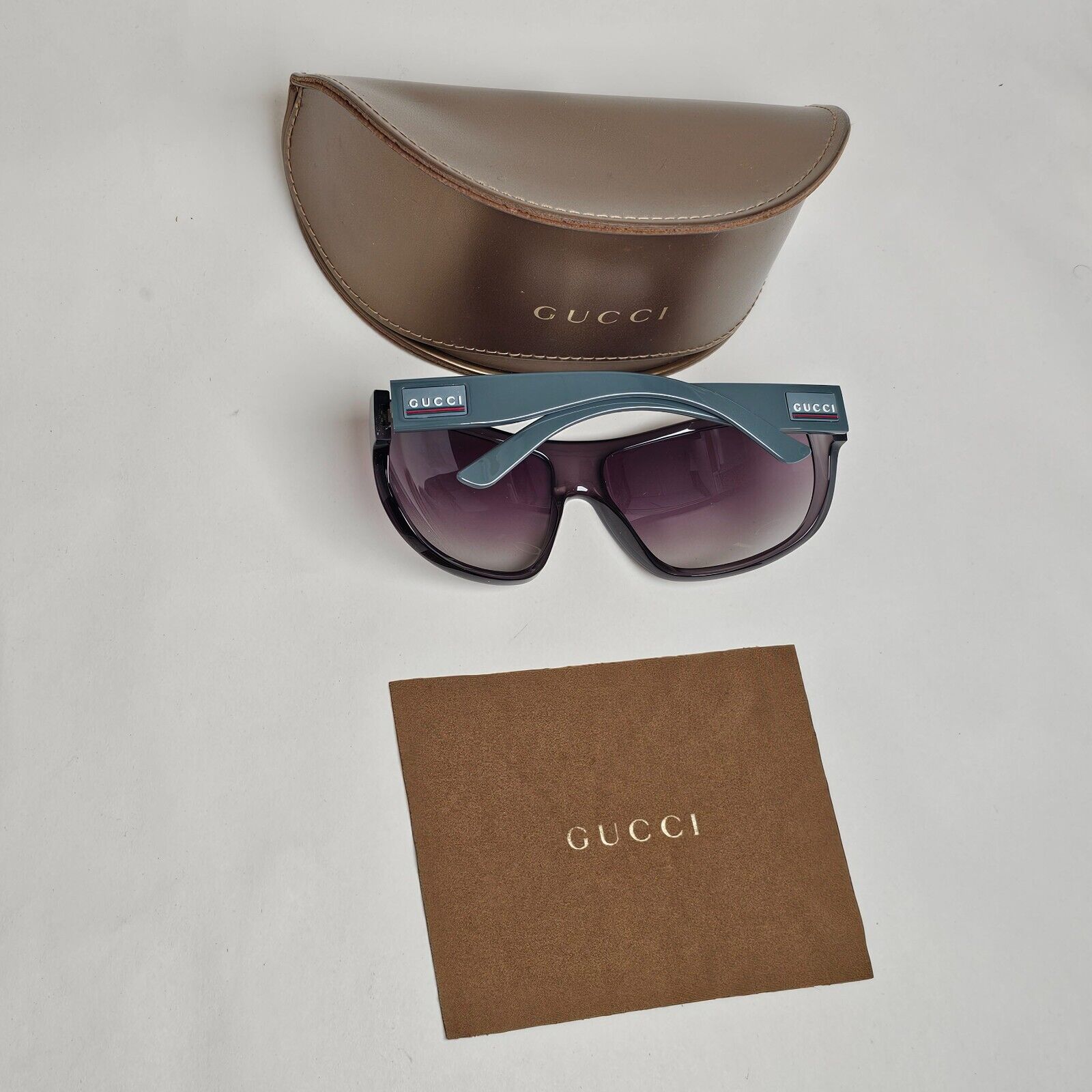 Gucci Sunglasses 2006 Vintage Grey Wrap Green GG 1632/S MFBN3 100225