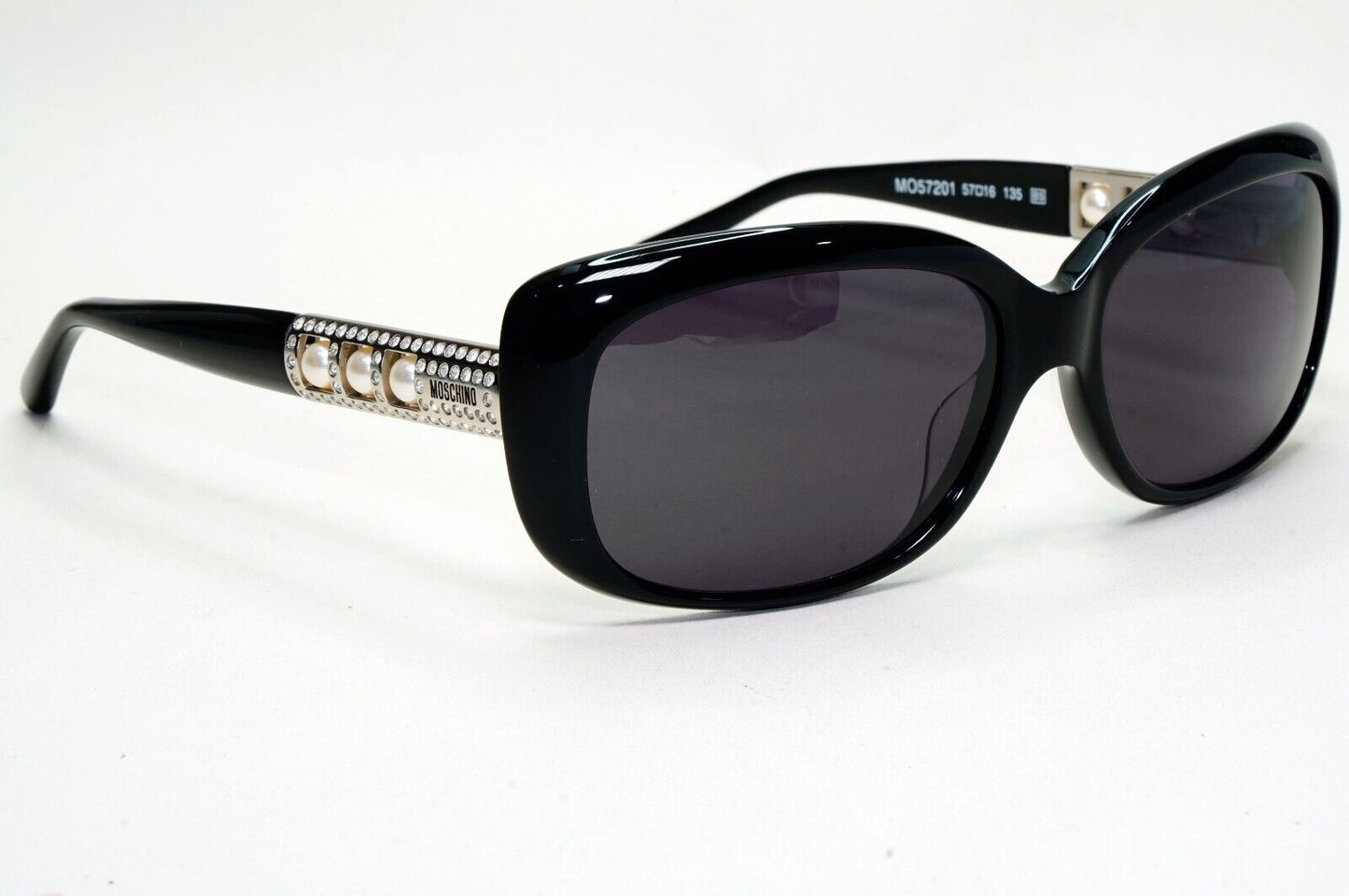 Moschino Sunglasses 2005 Vintage Black Silver Pearl Square MO572 01 101124