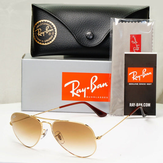 Ray-Ban Sunglasses Aviator Gold Brown Gradient RB 3025 Aviator 001/51 55mm Small