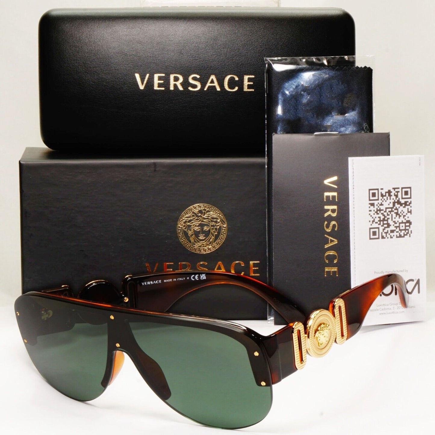 Versace Sunglasses Medusa Shield Brown Gold Green Visor MOD 4391 5317/71