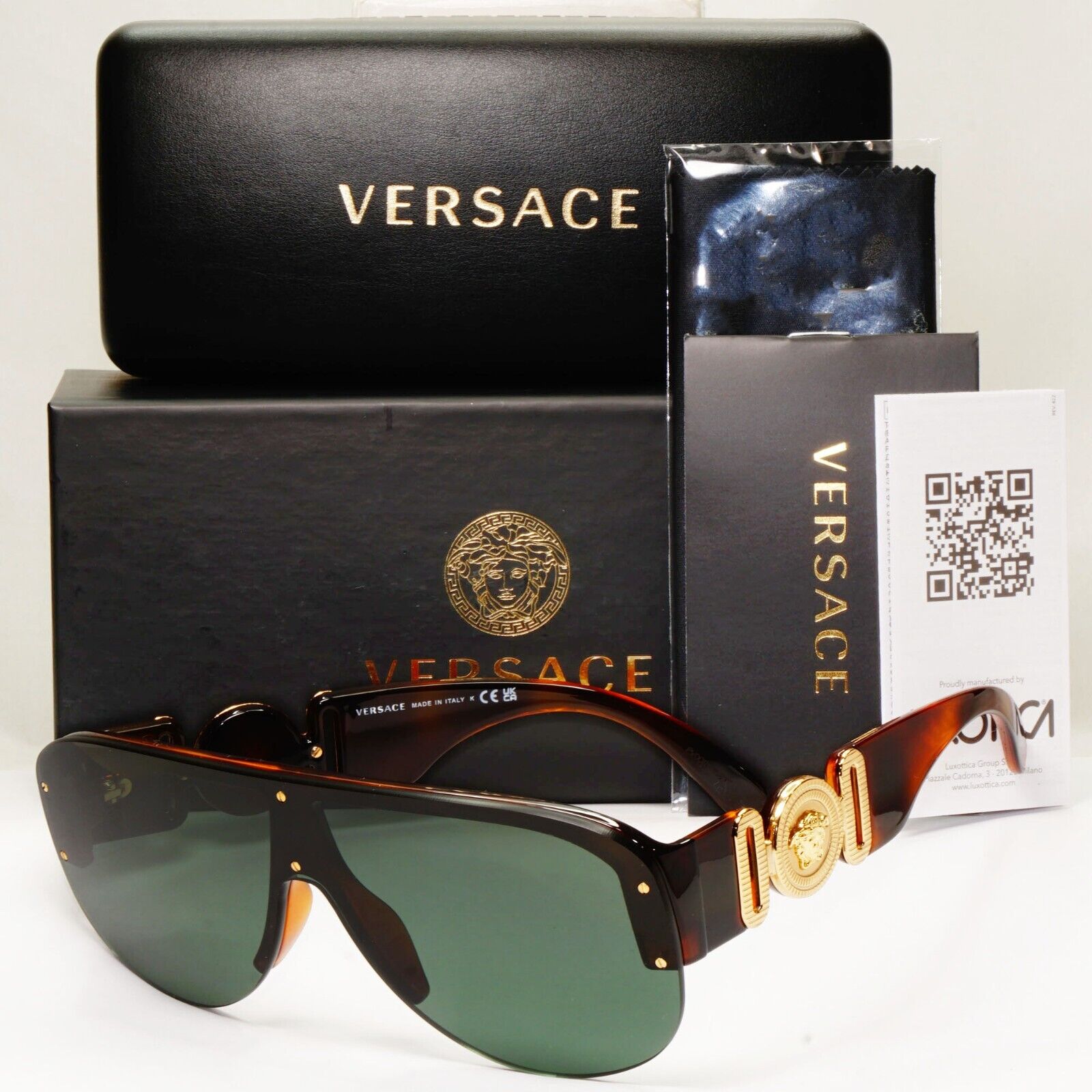 Versace Sunglasses Medusa Shield Brown Gold Green Visor MOD 4391 5317/71