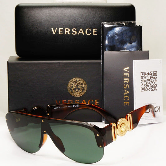 Versace Sunglasses Medusa Shield Brown Gold Green Visor MOD 4391 5317/71