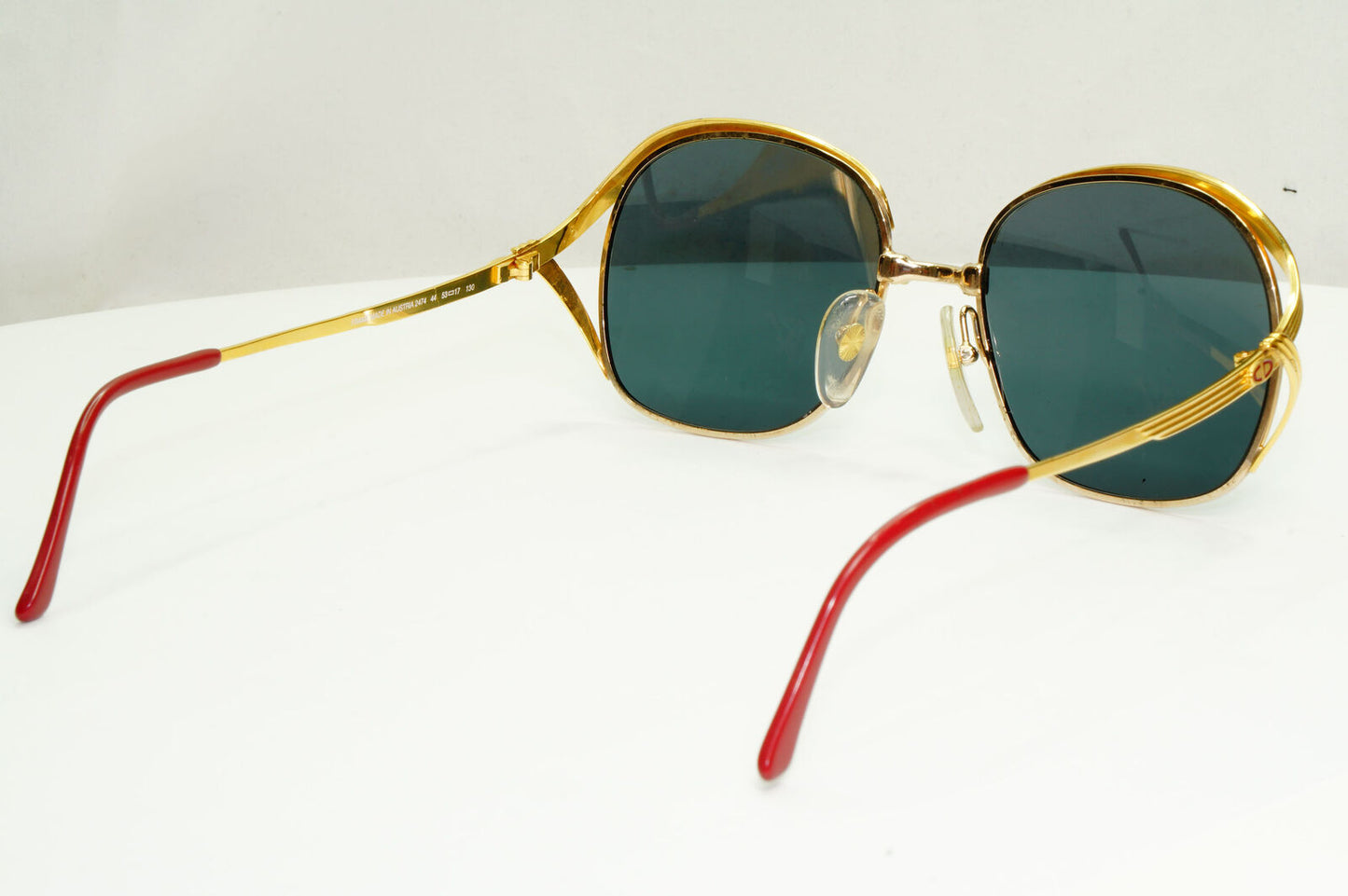 Dior Austria Gold Sunglasses Vintage 1990s Grey Green Metal Square 2474 44