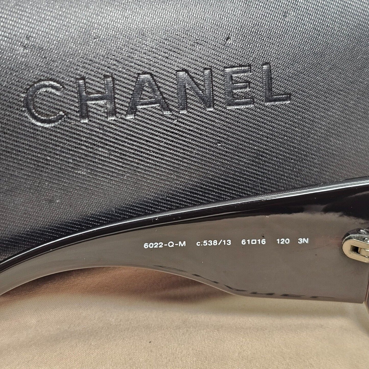Chanel Sunglasses 2007 Vintage Brown Leather Large Logo 6022-Q-M c.538/13 301024