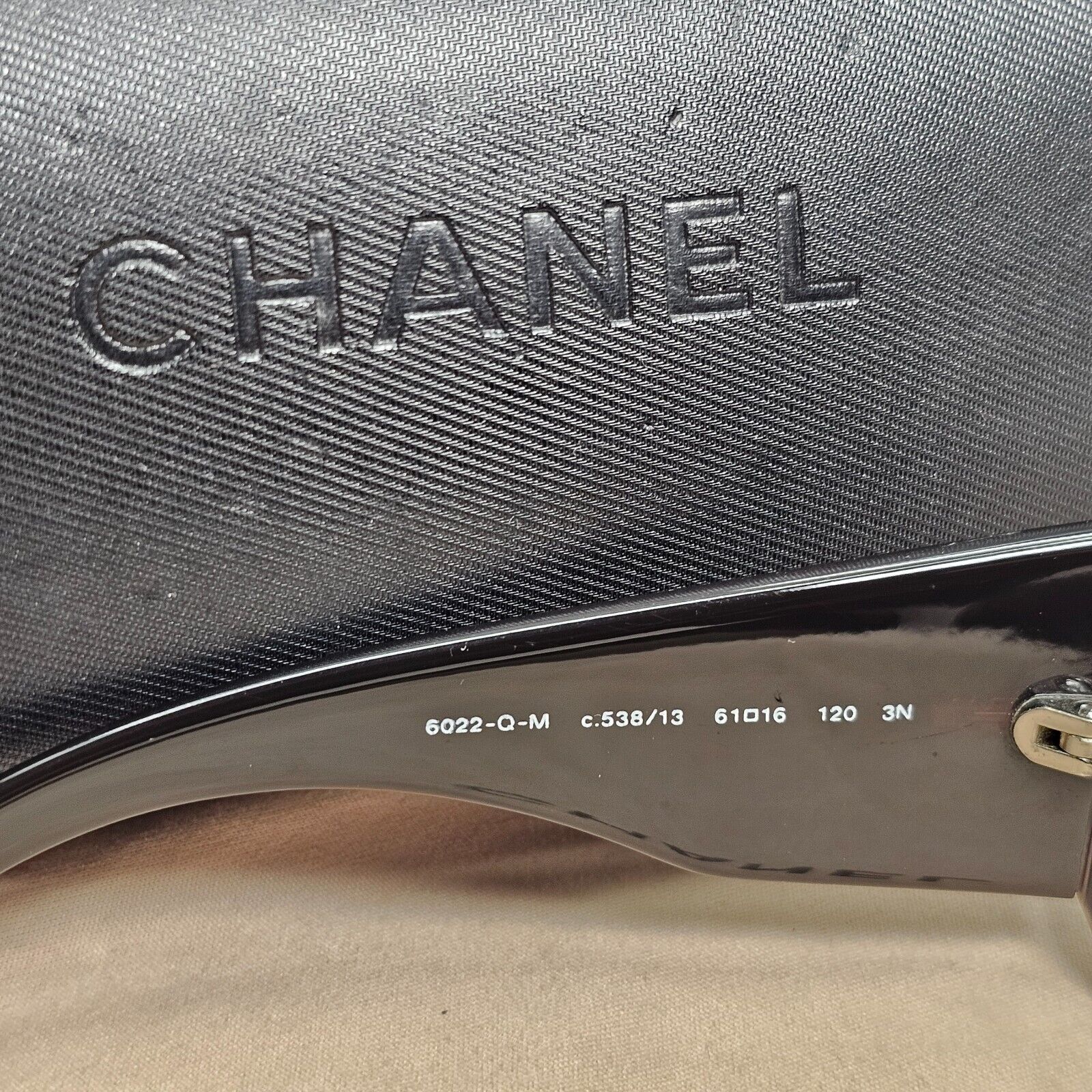 Chanel Sunglasses 2007 Vintage Brown Leather Large Logo 6022-Q-M c.538/13 301024