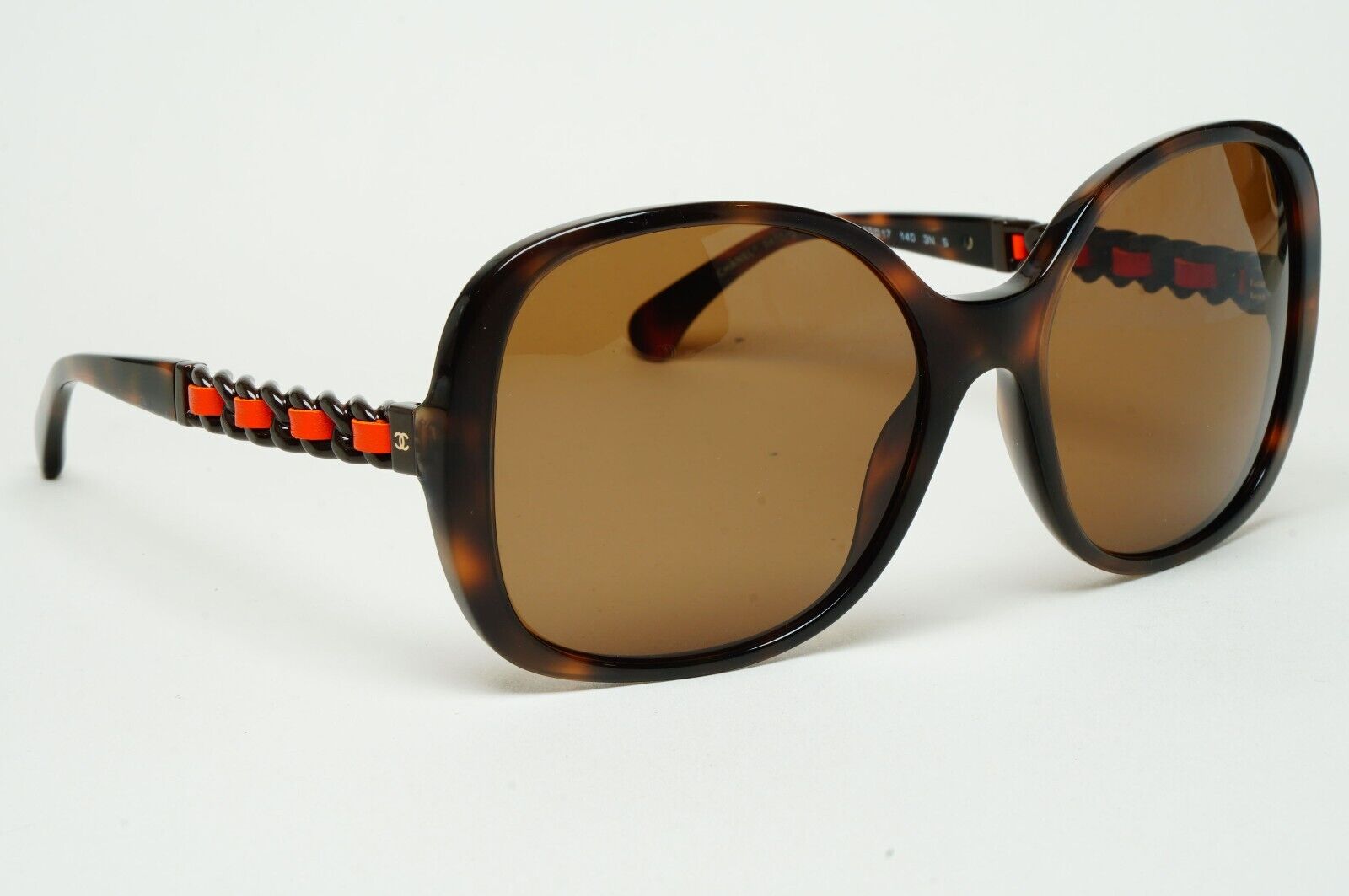 Chanel Sunglasses Brown Leather Chain Tortoise Square 5470-Q c.1761/S5 310125