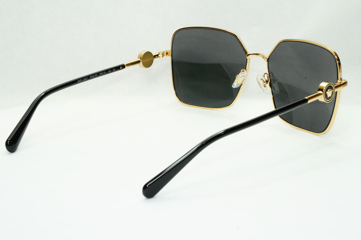 Versace Sunglasses Black Gold Medusa Square Metal MOD 2227 1002/87