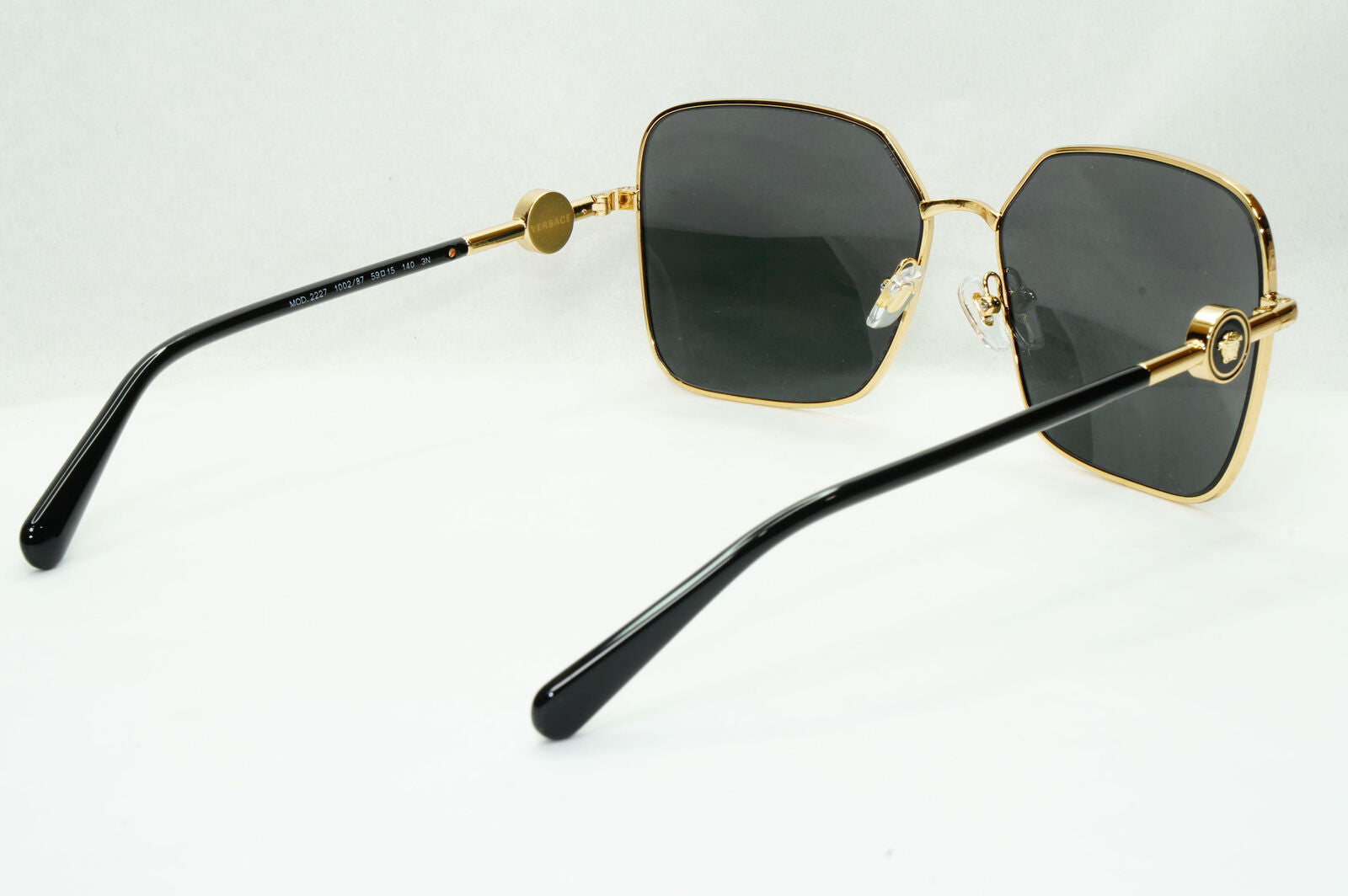 Versace Sunglasses Black Gold Medusa Square Metal MOD 2227 1002/87