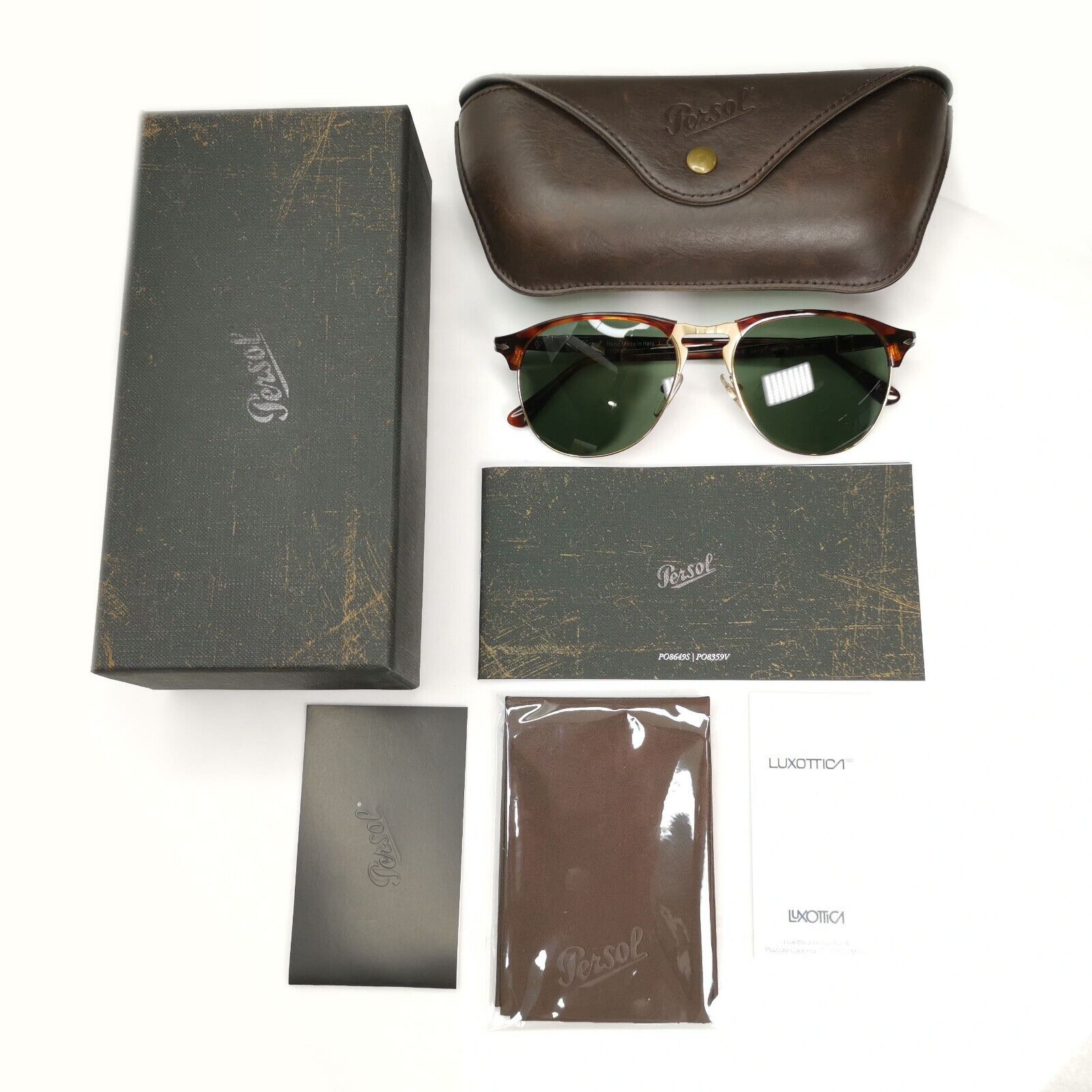 Persol Sunglasses 2015 Brown Tortoiseshell Green Grey Gold 8649-S 24/31 56mm