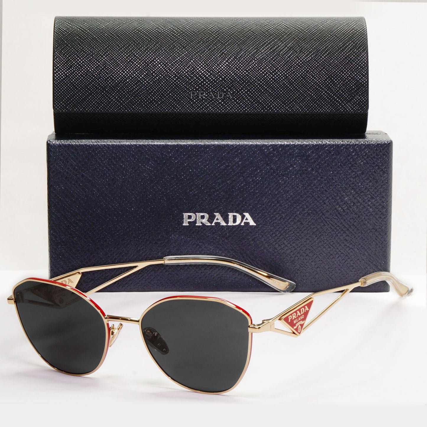 Prada Sunglasses Triangle Symbole Red Gold Black PR52ZV VPR 52Z 5AK-1O1 53mm
