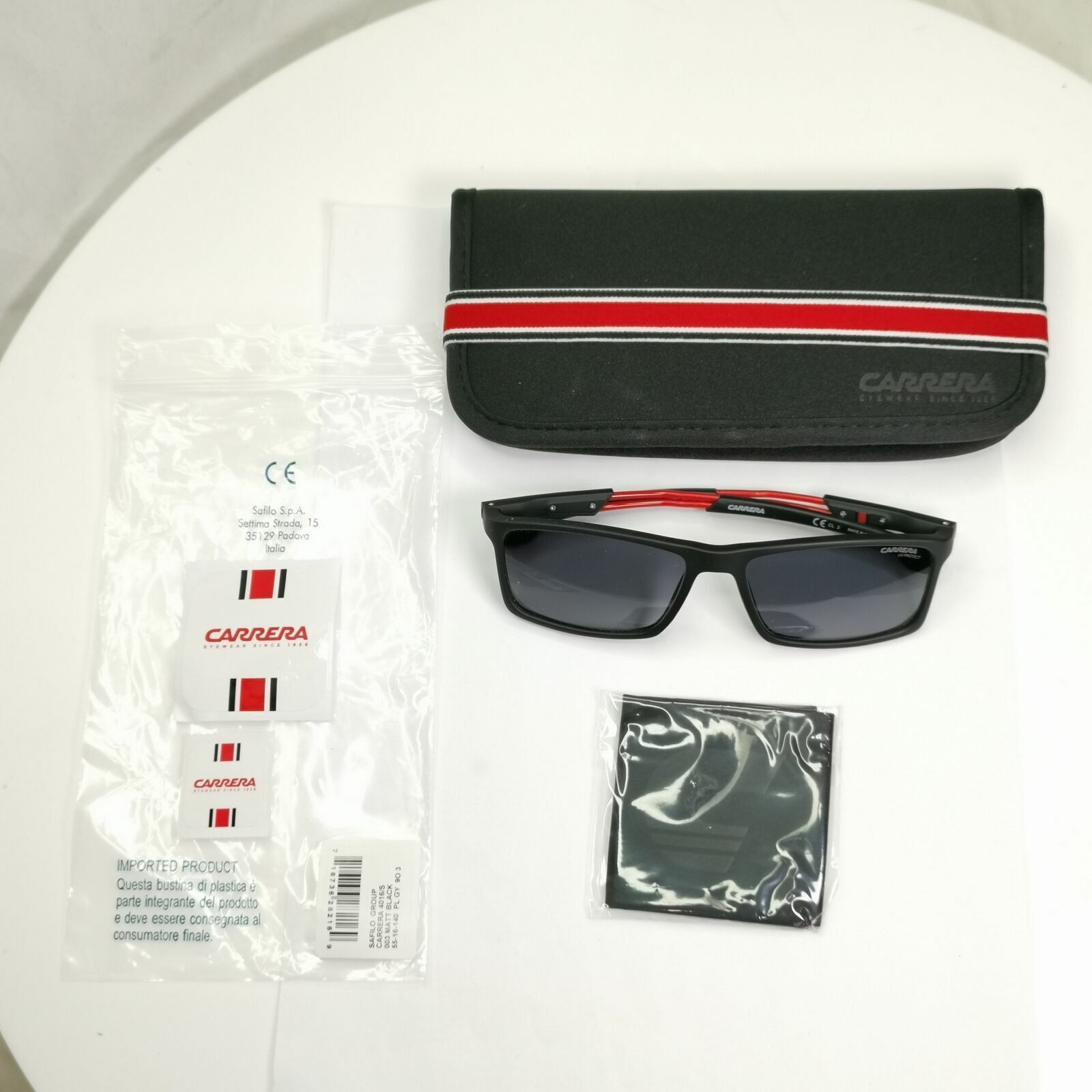 Carrera Sunglasses Black Gradient Smoke Red Square Rectangle 4016 0039O Sport
