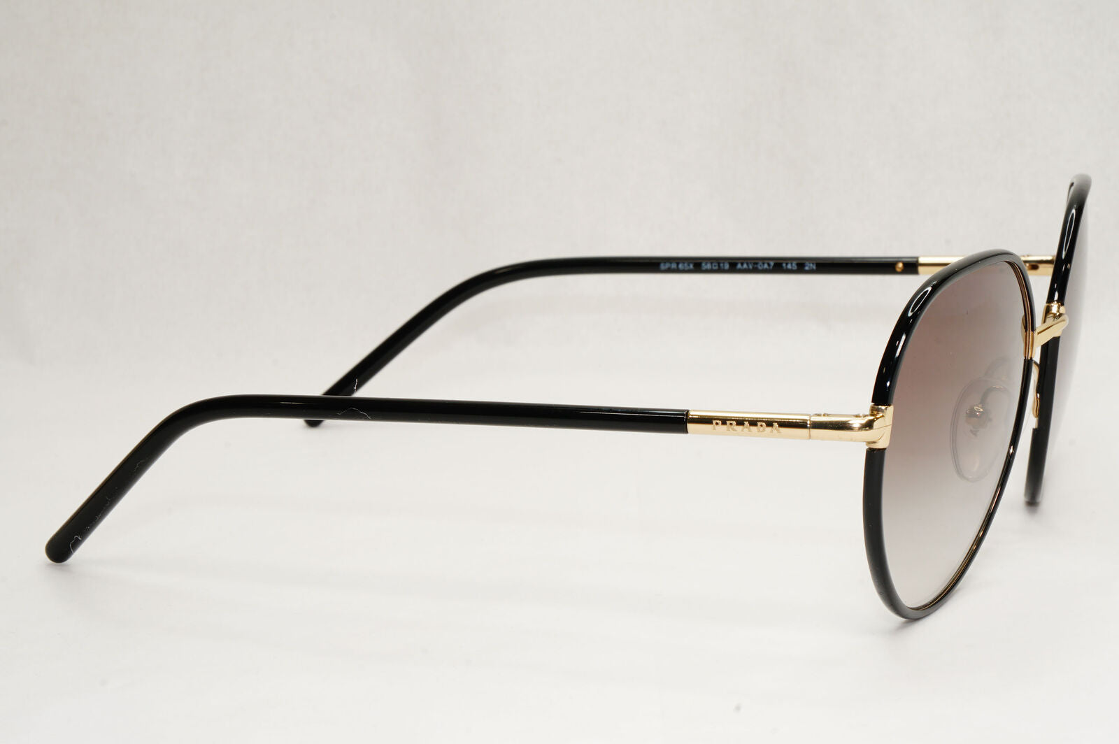 Prada Sunglasses Black Gold Grey Gradient Round PR65XS SPR 65X AAV-0A7 58mm