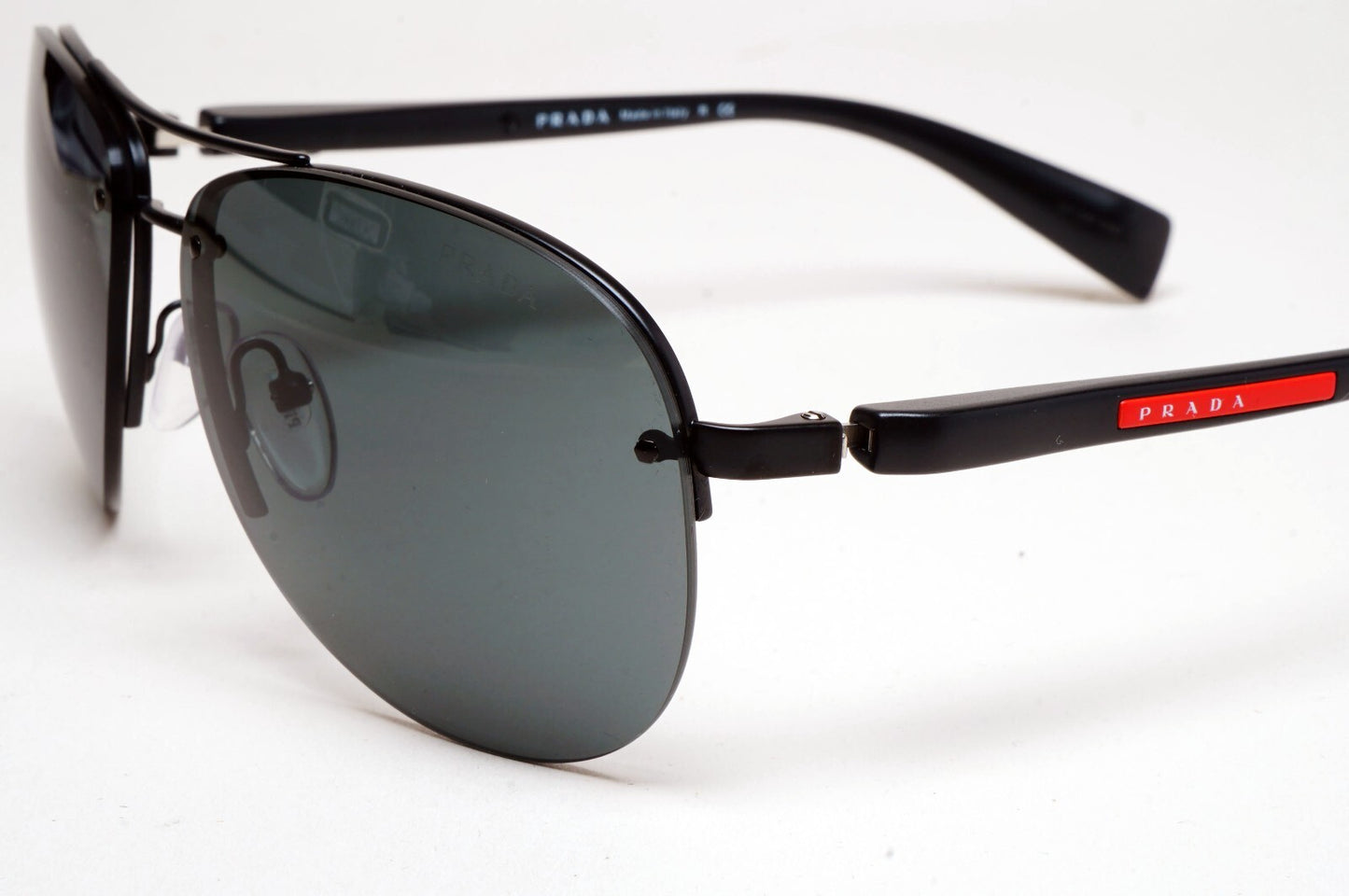 Prada Sunglasses Rimless Pilot Black Grey PS56MS SPS 56M 1BO-1A1 62mm