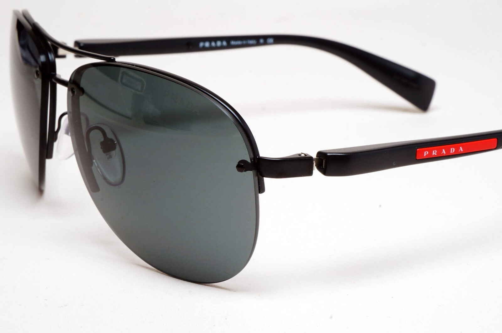Prada Sunglasses Rimless Pilot Black Grey PS56MS SPS 56M 1BO-1A1 62mm