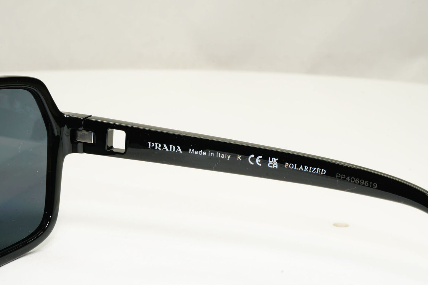 Prada Polarized Sunglasses Black Glossy Square Pilot PS01XS SPS 01X 1AB-02G