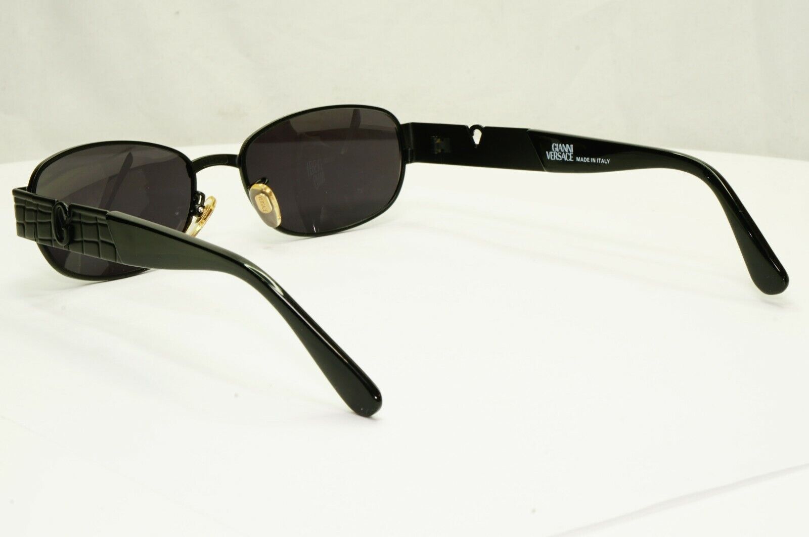 Gianni Versace 1996 Vintage Black Rectangle Metal Sunglasses MOD S21 COL 028