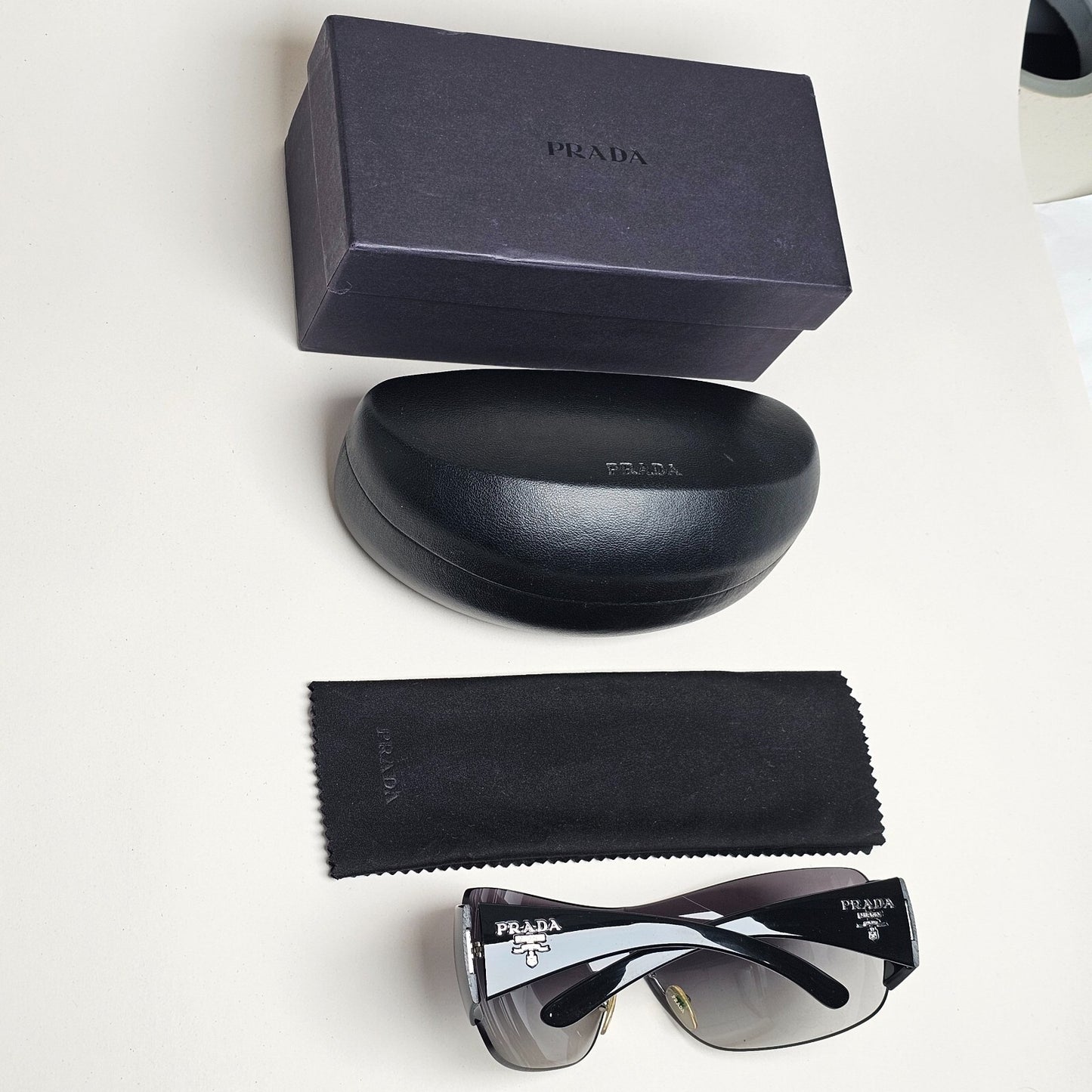 Prada Sunglasses 2012 Black Grey Wrap Shield PR22MS SPR 22M 1AB-3M1 130225