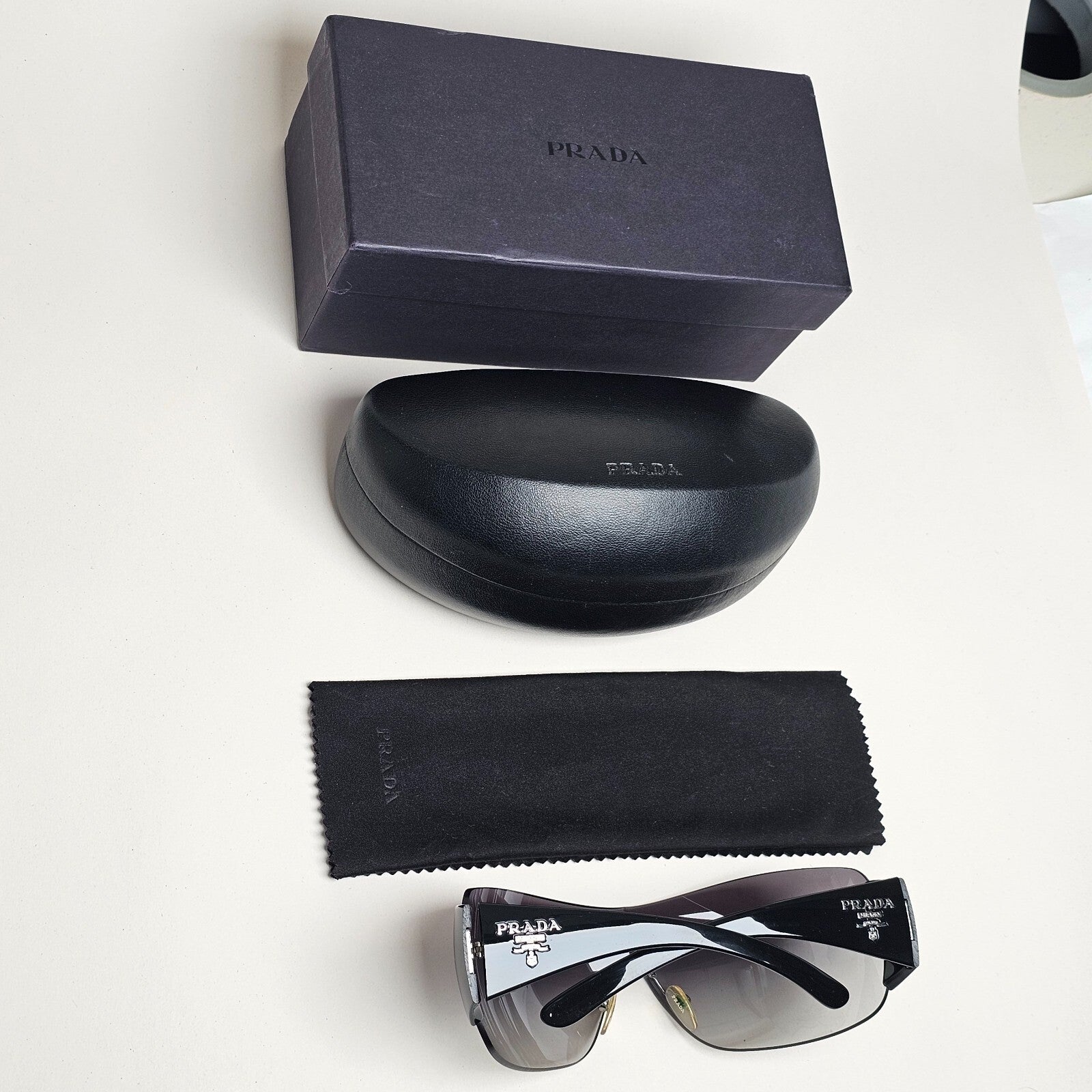 Prada Sunglasses 2012 Black Grey Wrap Shield PR22MS SPR 22M 1AB-3M1 130225