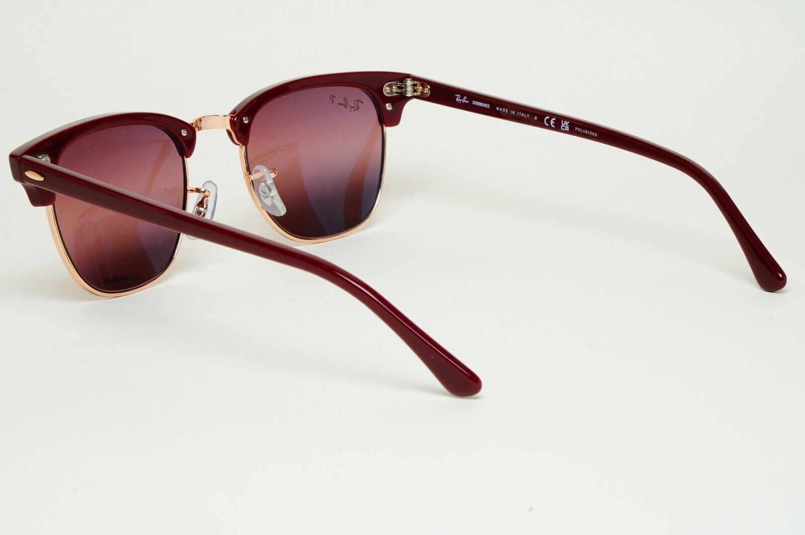 Ray-Ban Sunglasses Clubmaster Polarised Chromance Bordeaux RB 3016 1365/G9 49mm