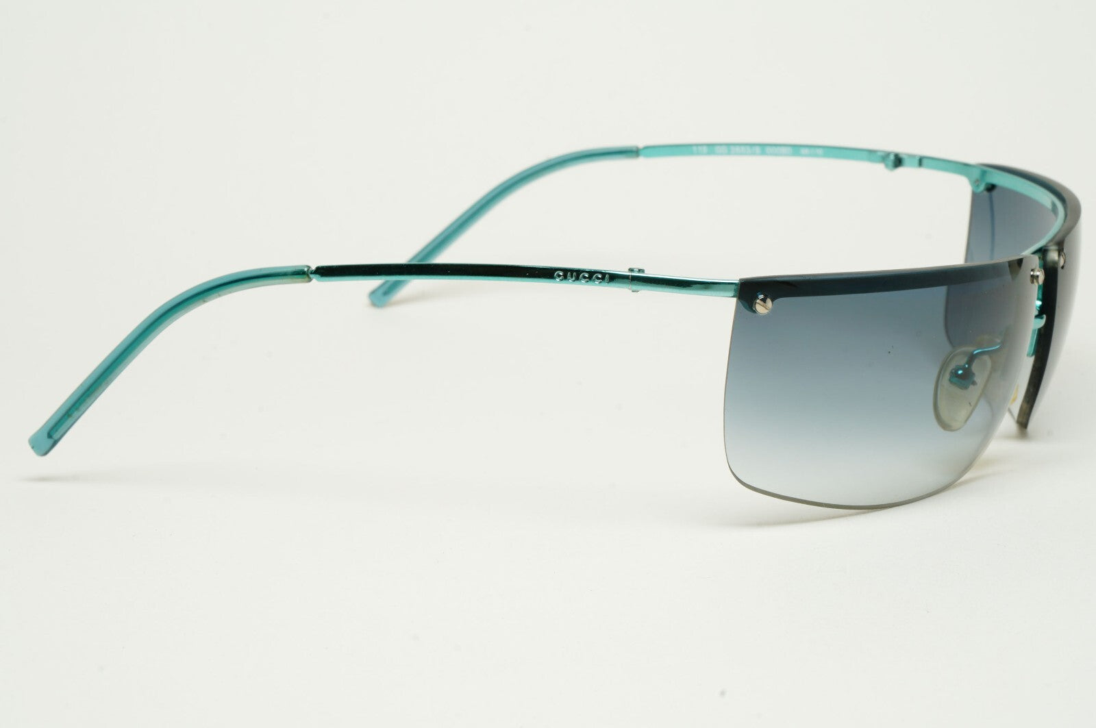 Gucci Sunglasses 2003 Vintage Wrap Teal Blue Rimless GG 2653/S 000BD 070325