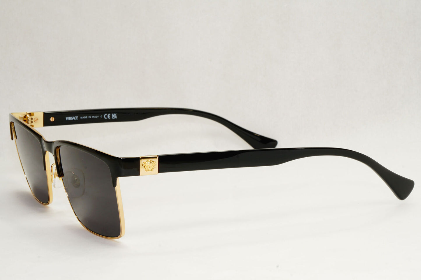 Versace Sunglasses Black Gold Square Metal Rectangle MOD VE 1285 1002 56mm