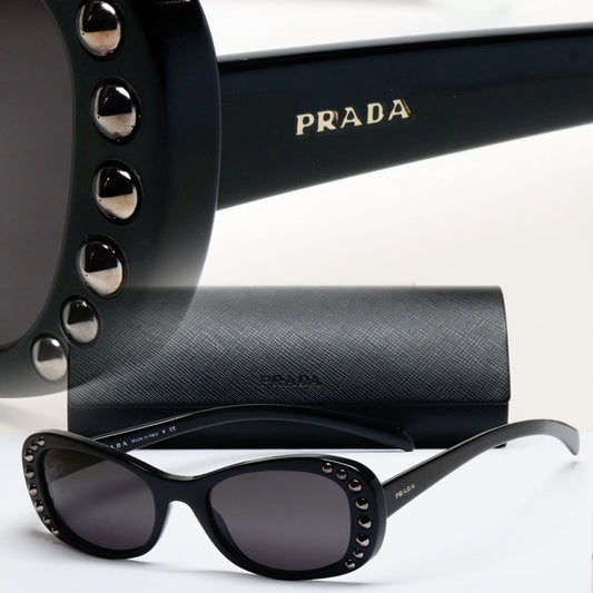 Prada Sunglasses 2014 Studded Black Glossy PR21RV VPR 21R 1AB-1O1 51mm 231124