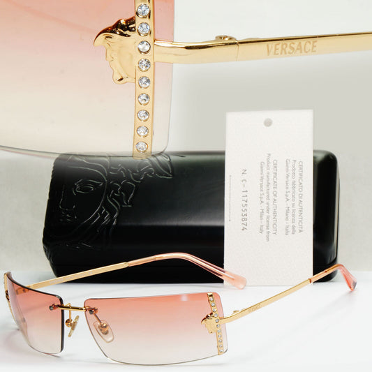 Versace Sunglasses 2004 Vintage Rimless Gold Crystals MOD N29-H N30/536 200124