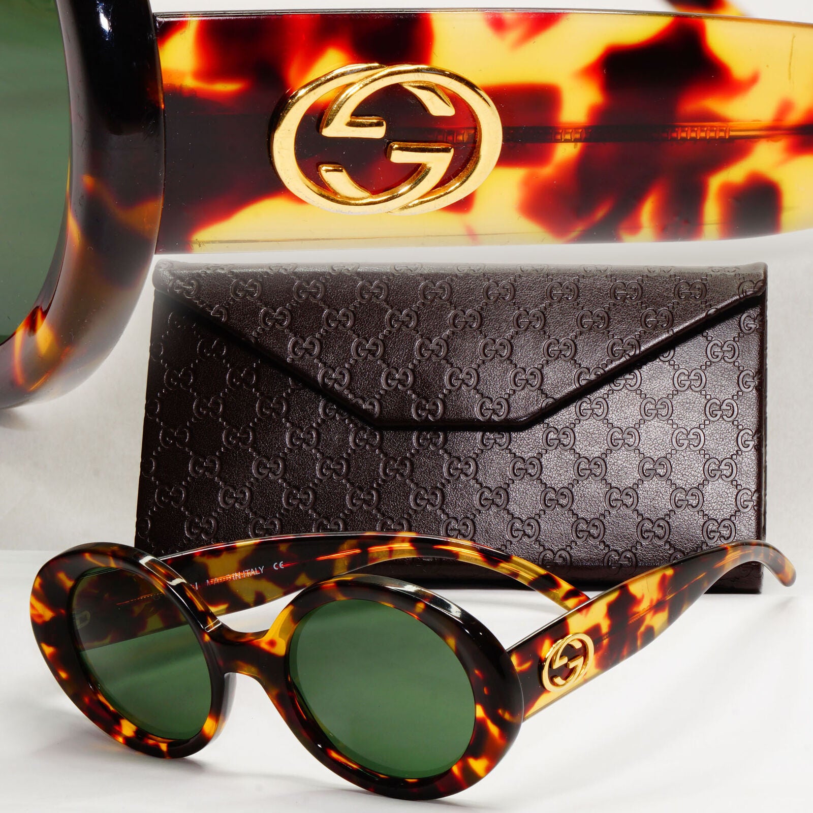 Gucci Sunglasses 2005 Vintage Round Brown Green Tortoise GG 2410/S 02Y 140124