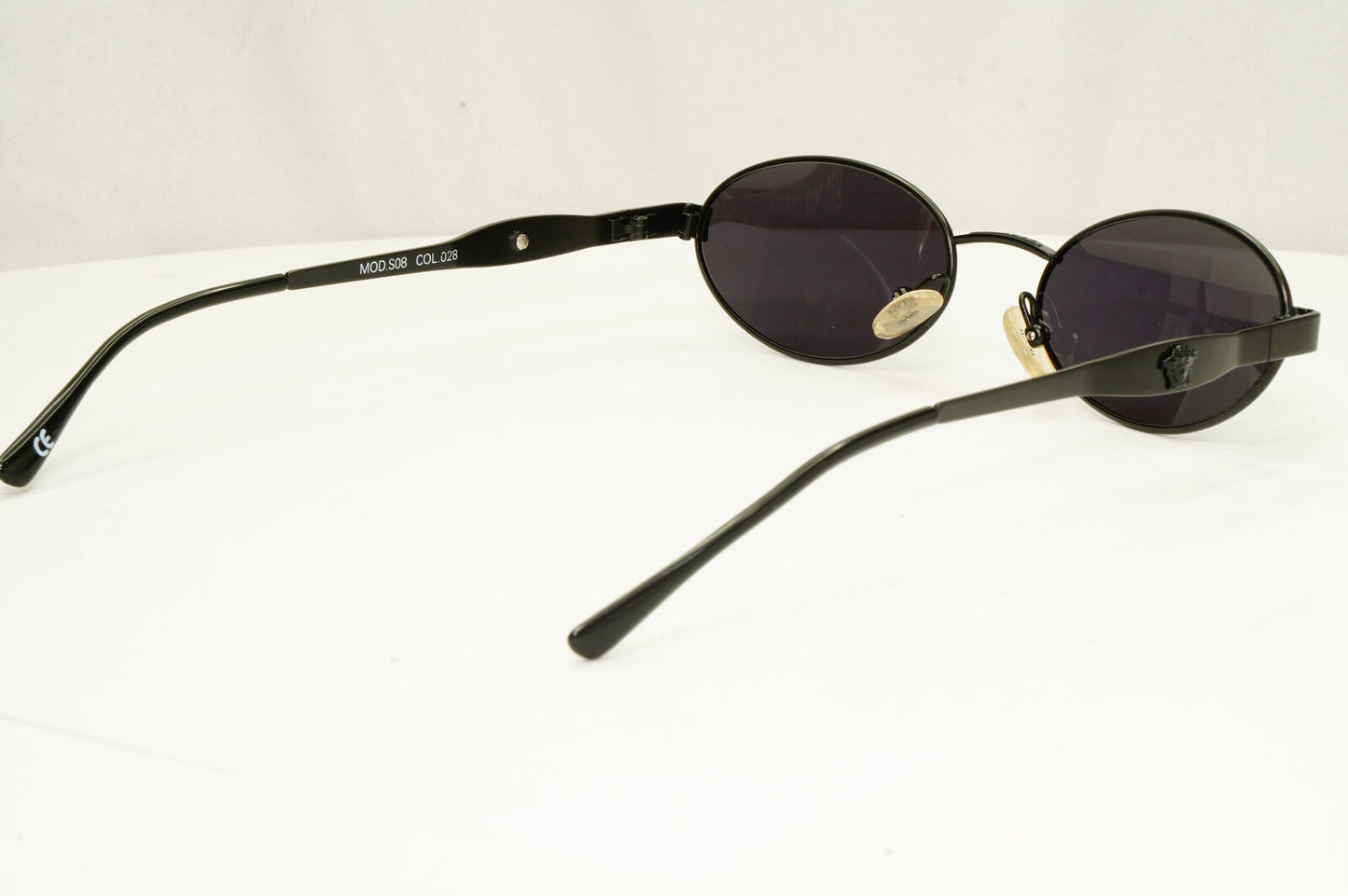 Gianni Versace 1996 Vintage Black Medusa Oval Metal Sunglasses MOD S08 COL 028