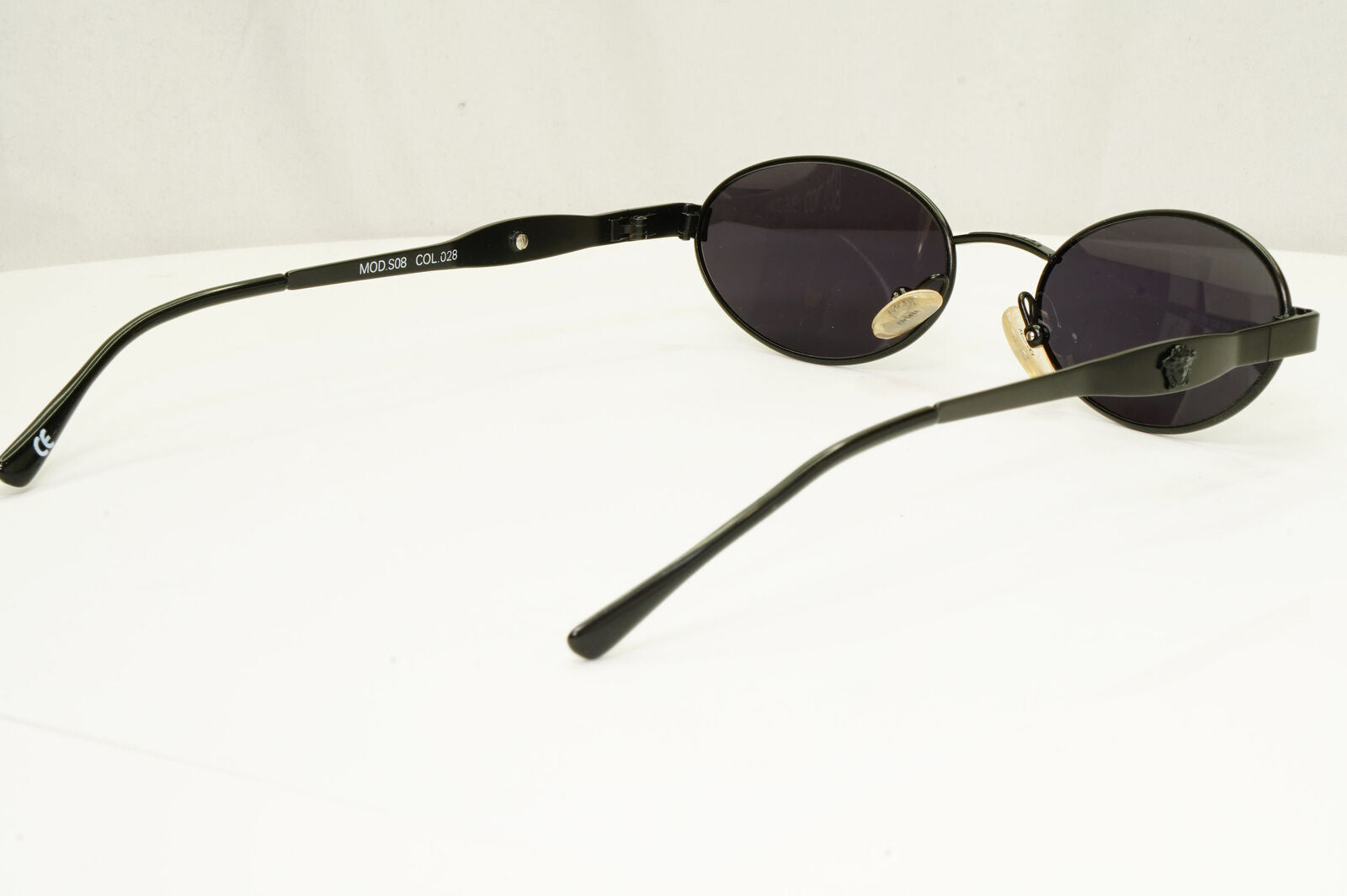 Gianni Versace 1996 Vintage Black Medusa Oval Metal Sunglasses MOD S08 COL 028