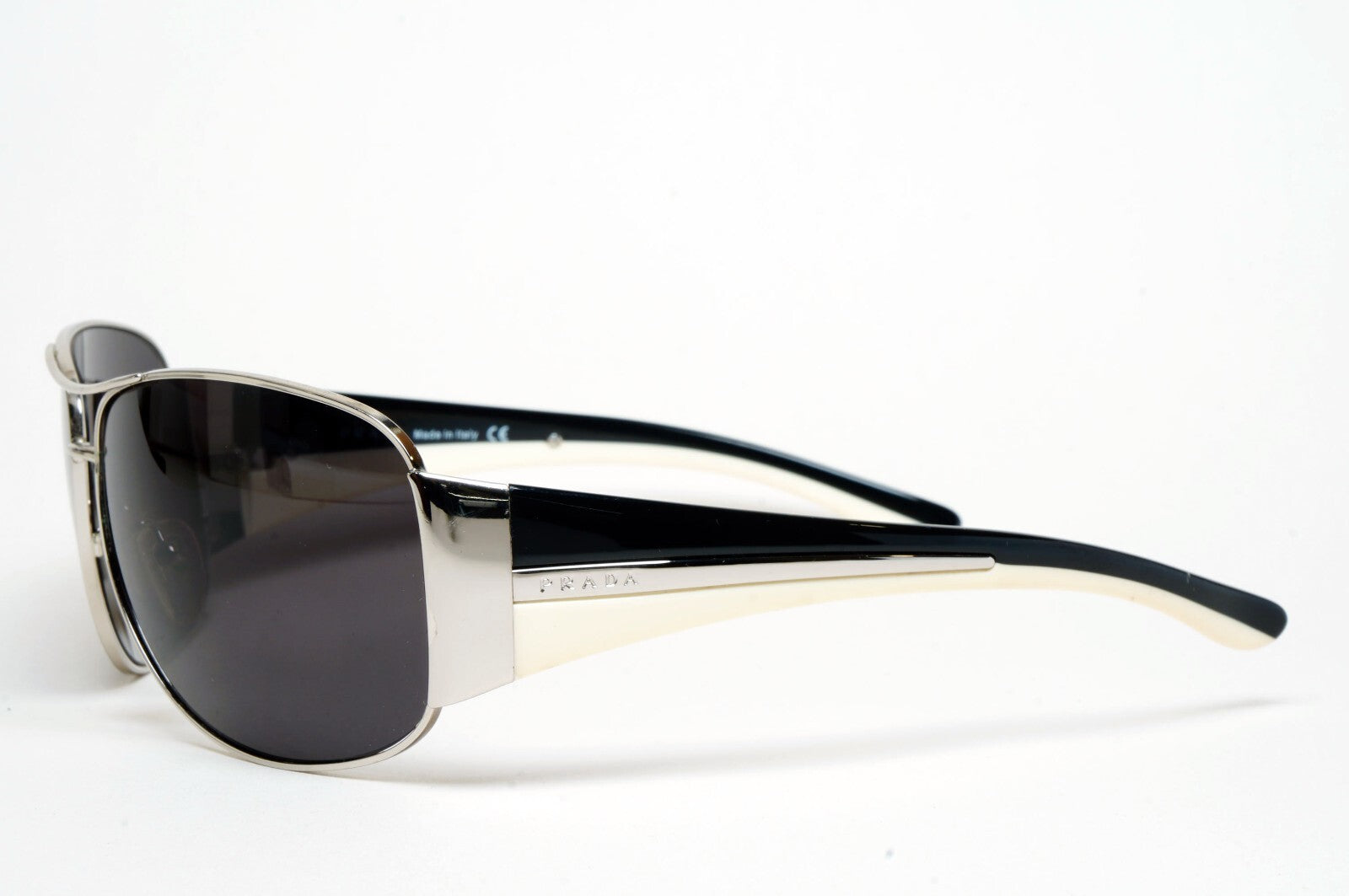 Prada Sunglasses 2006 Vintage Pilot Black Silver PR75GS SPR 75G 6BA-3M1 130225