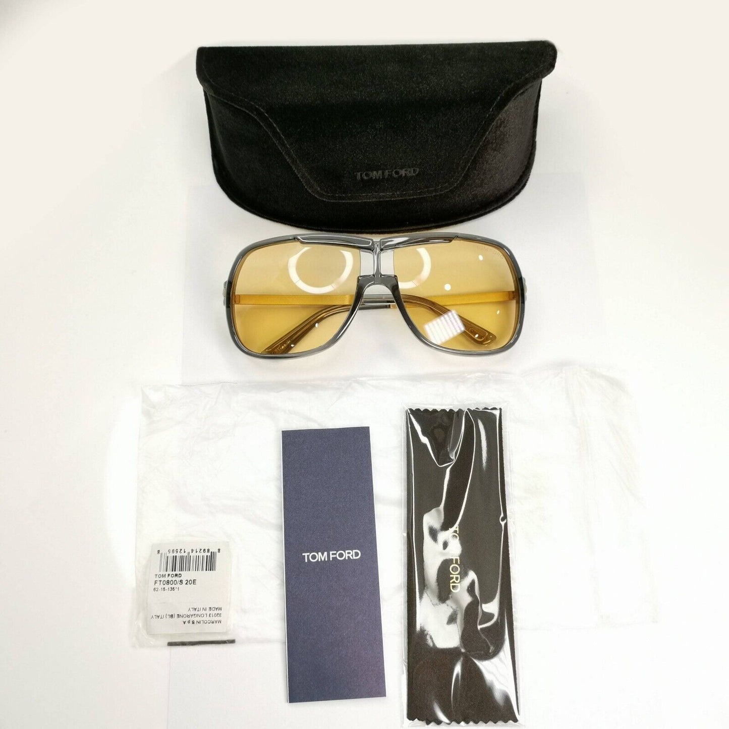 Tom Ford Sunglasses Caine Grey Gold Ochre Yellow Square Caine FT0800 TF 800 20E
