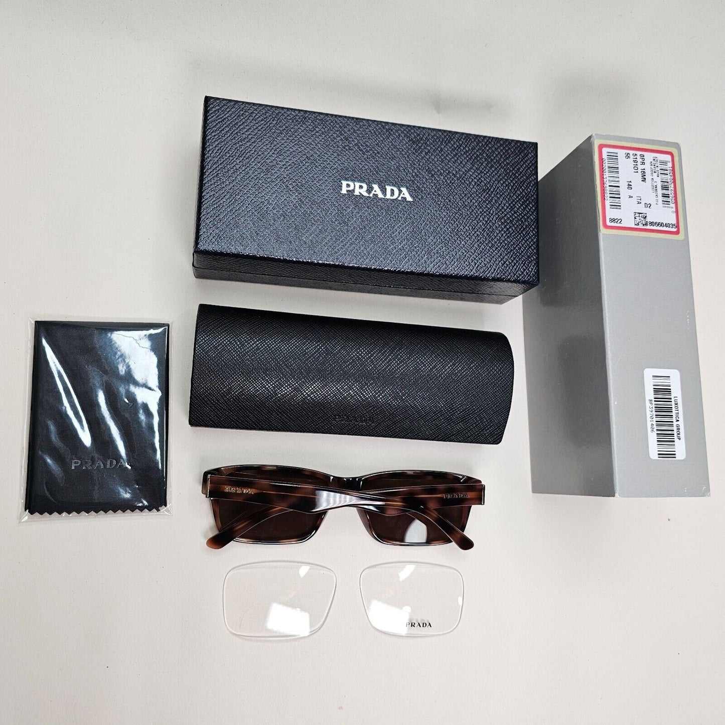 Prada Sunglasses Brown Tortoiseshell Rectangle PR16MV VPR 16M 519-1O1 55mm