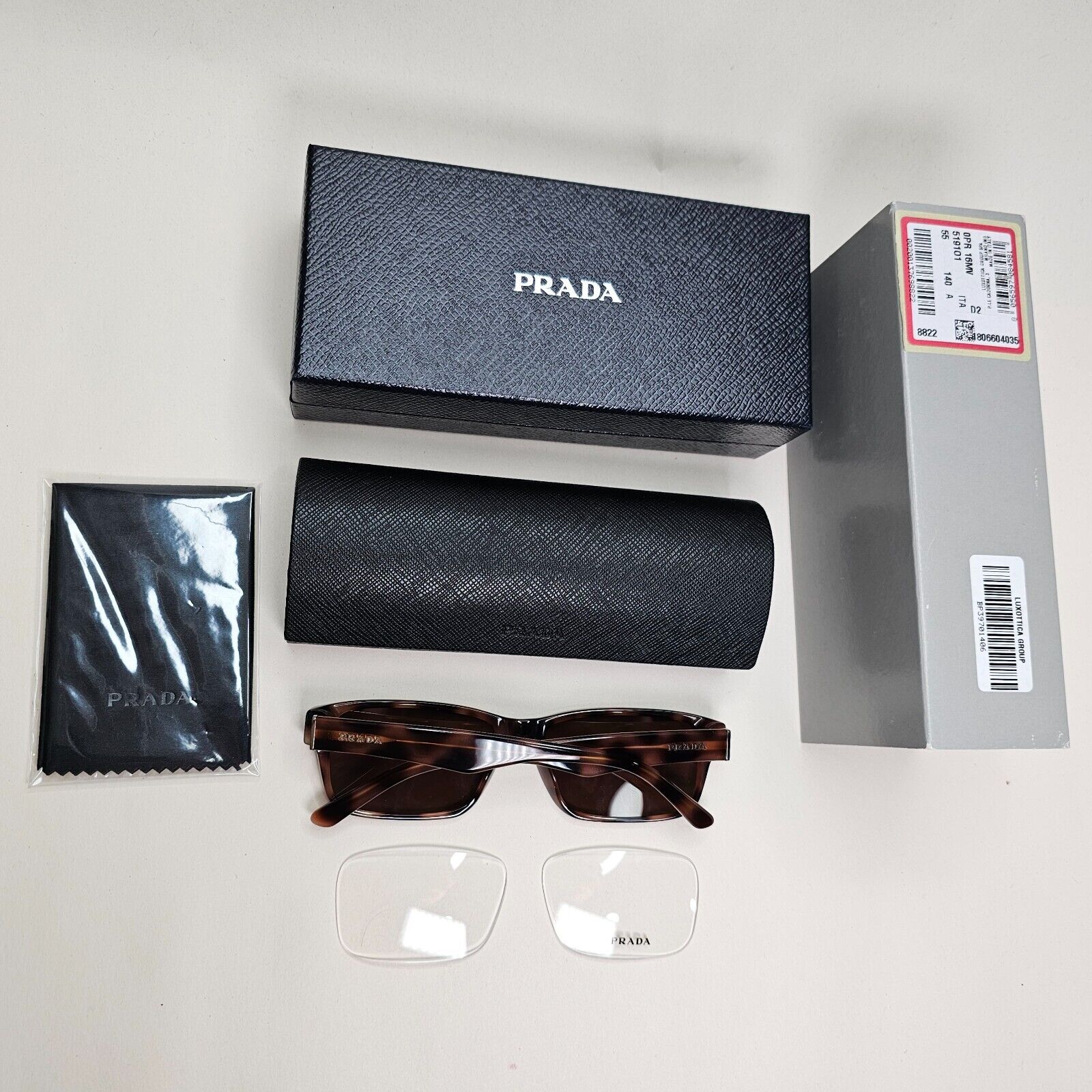 Prada Sunglasses Brown Tortoiseshell Rectangle PR16MV VPR 16M 519-1O1 55mm