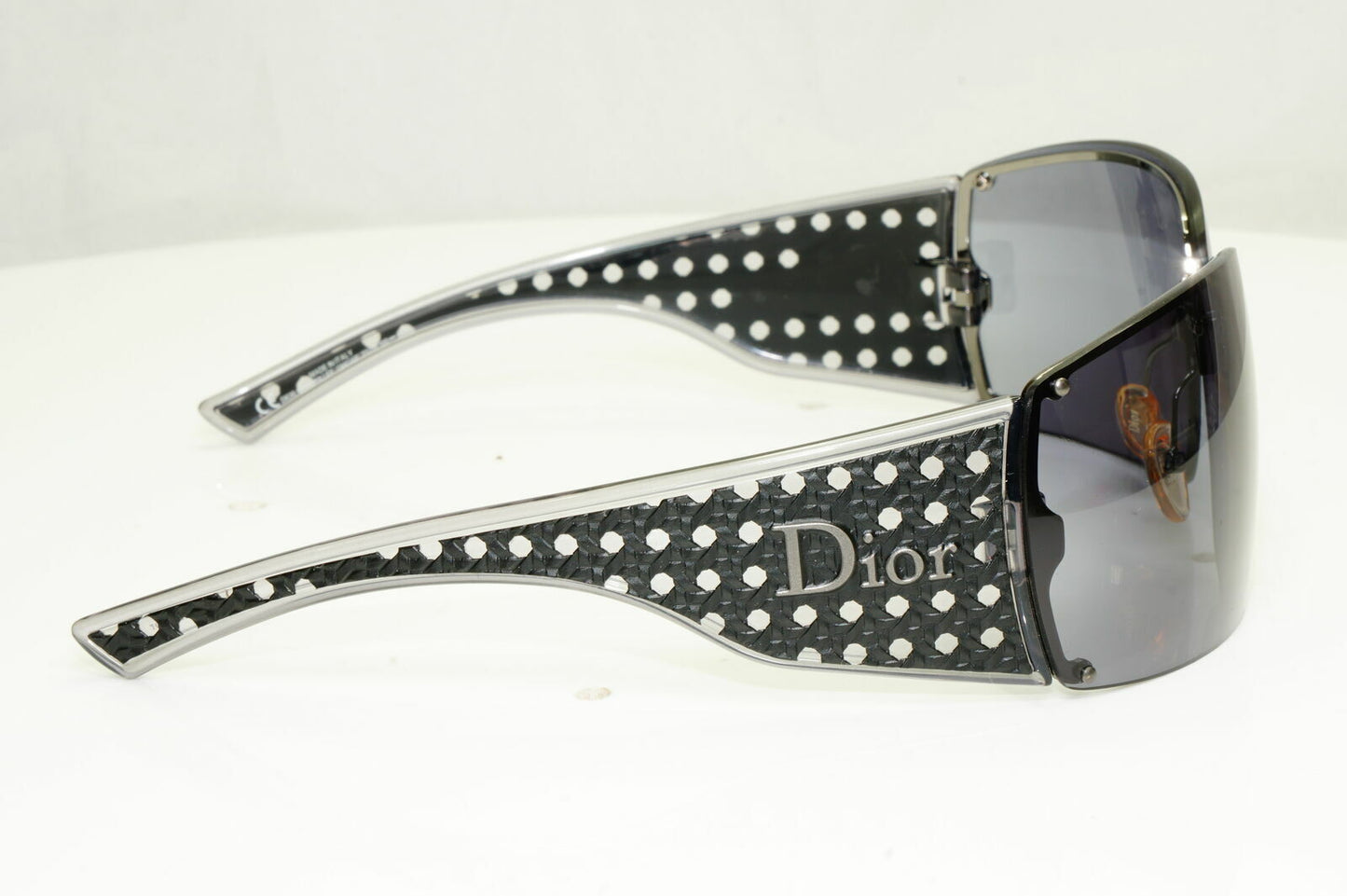 Dior Quadrille Black Large Sunglasses Womens Square Black Mesh Grey F QHOAP