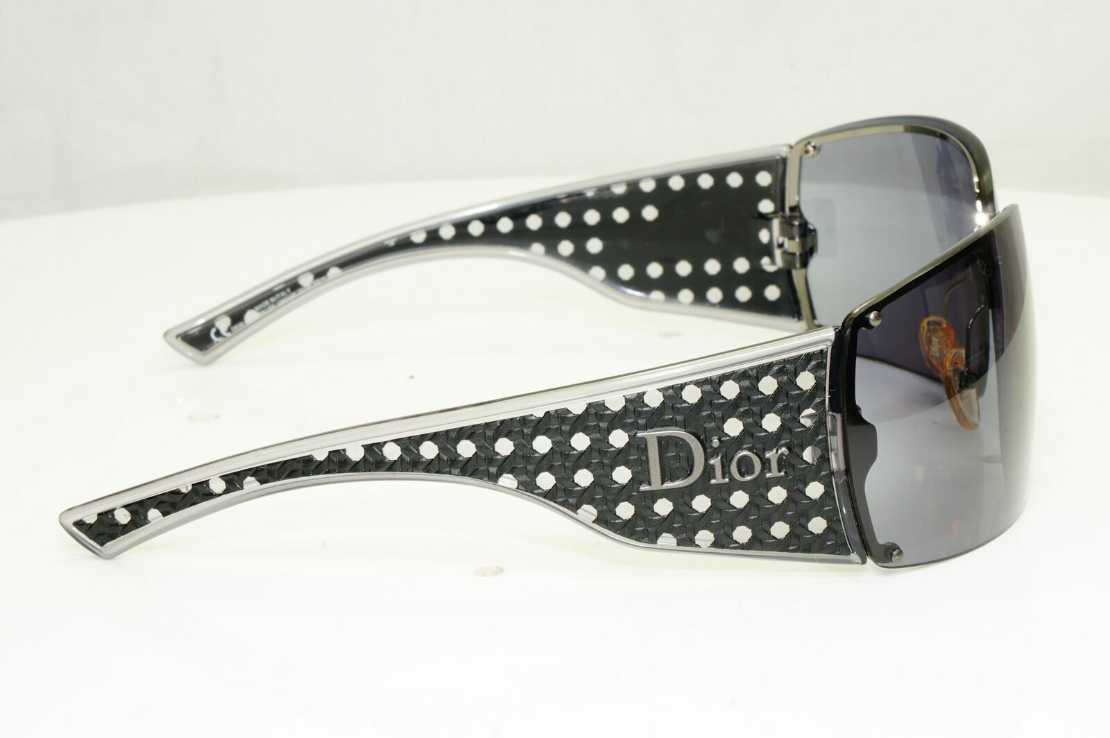 Dior Quadrille Black Large Sunglasses Womens Square Black Mesh Grey F QHOAP