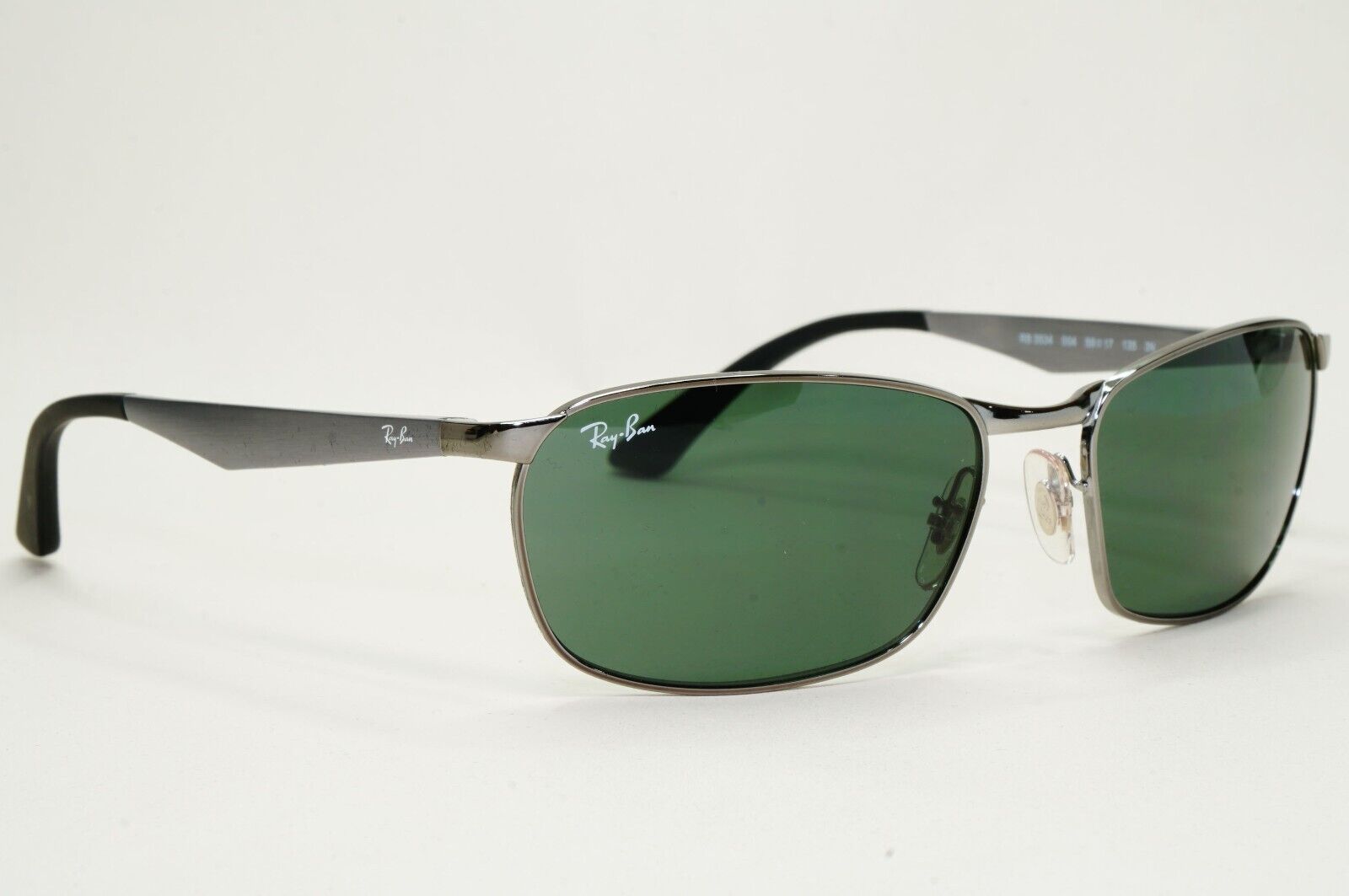 Ray-Ban Sunglasses Gunmetal Green Brushed Aluminium Metal RB 3534 004 59mm