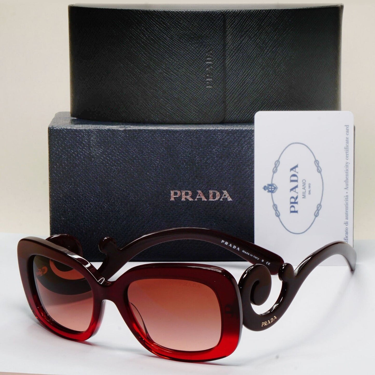Prada Sunglasses Swirl Baroque Square Dark Red PR27OS SPR 27O MAX-0A5 061024