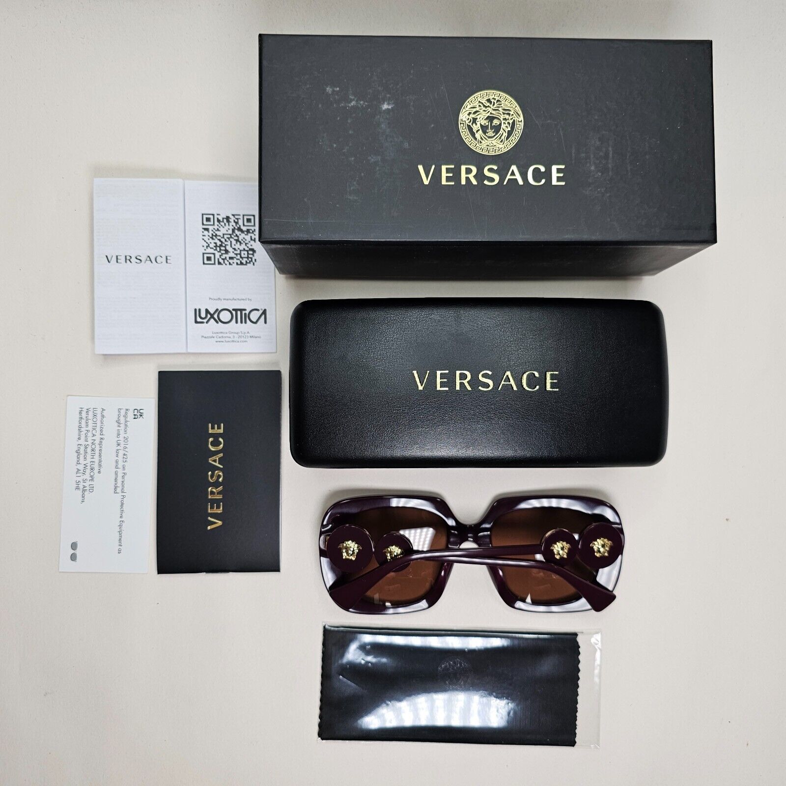 Versace Sunglasses Bordeaux Red Brown Gold Square Medusa MOD VE 4434-F 5382/73