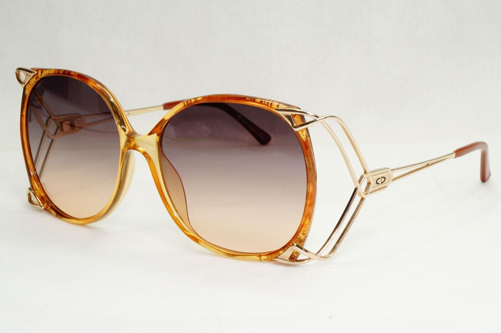 Dior Sunglasses 1990s Vintage Germany Gold Brown Grey Square 2543 11 55mm 270324