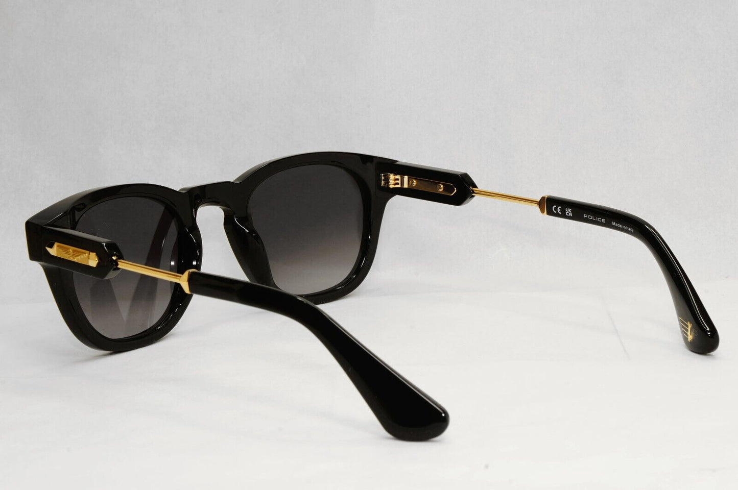 Police Sunglasses Black Gold Grey Gradient Thick Rim SPL F70 Prince 1 COL 0700