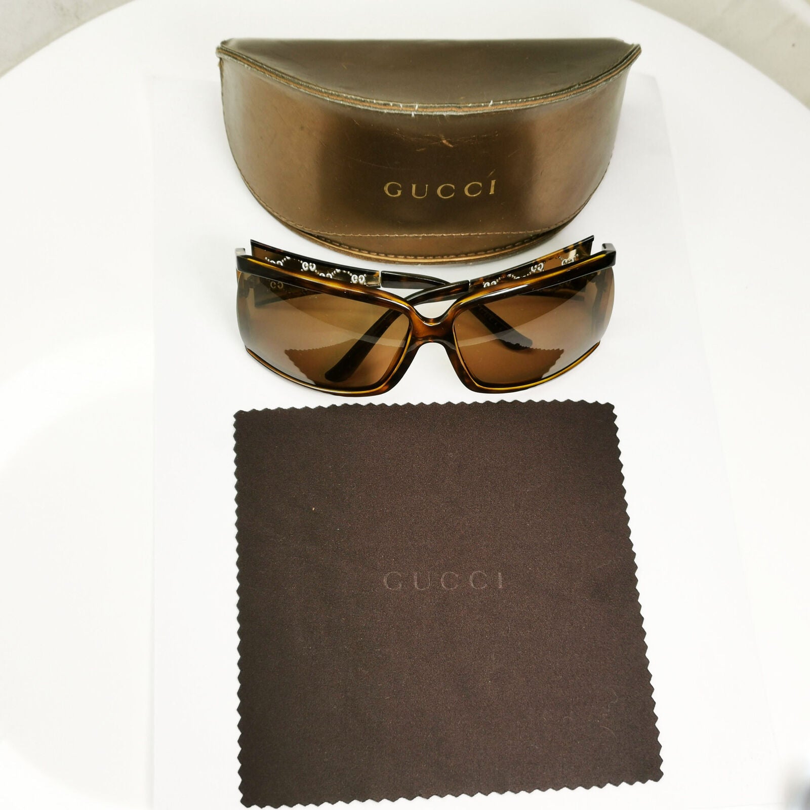 Gucci 2006 Sunglasses Monogram Vintage Gold Brown Square GG 2999/S NHOK1 280323
